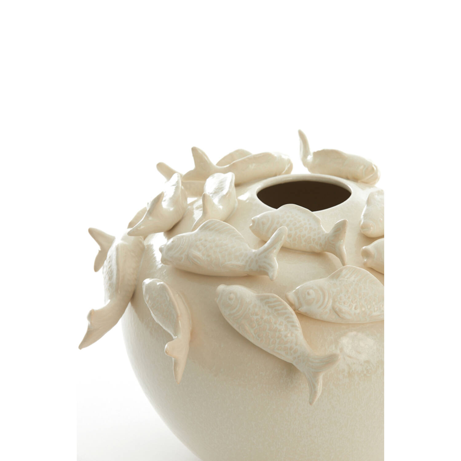 Vase deco Ø40x27 cm FISH ceramics cream