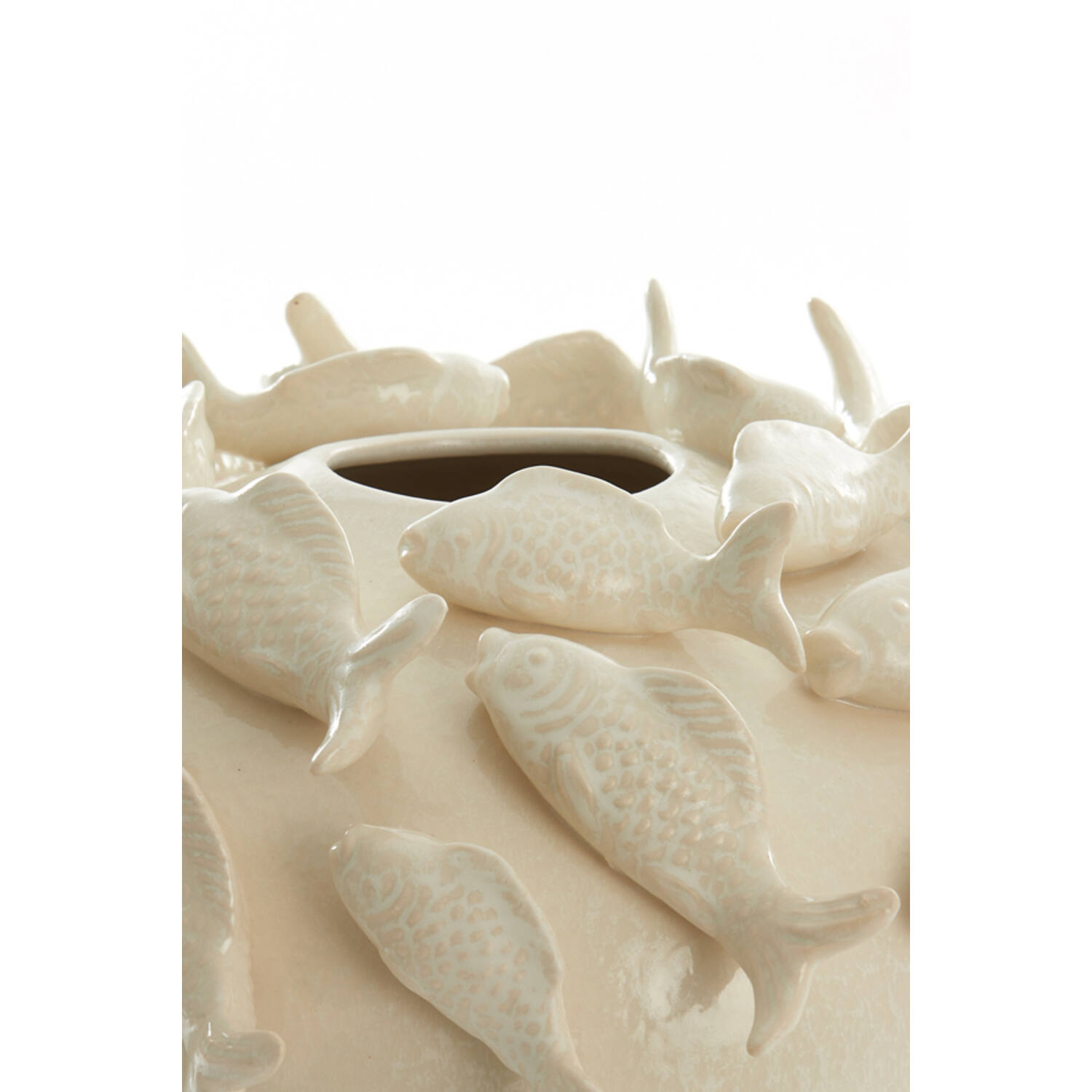 Vase deco Ø40x27 cm FISH ceramics cream