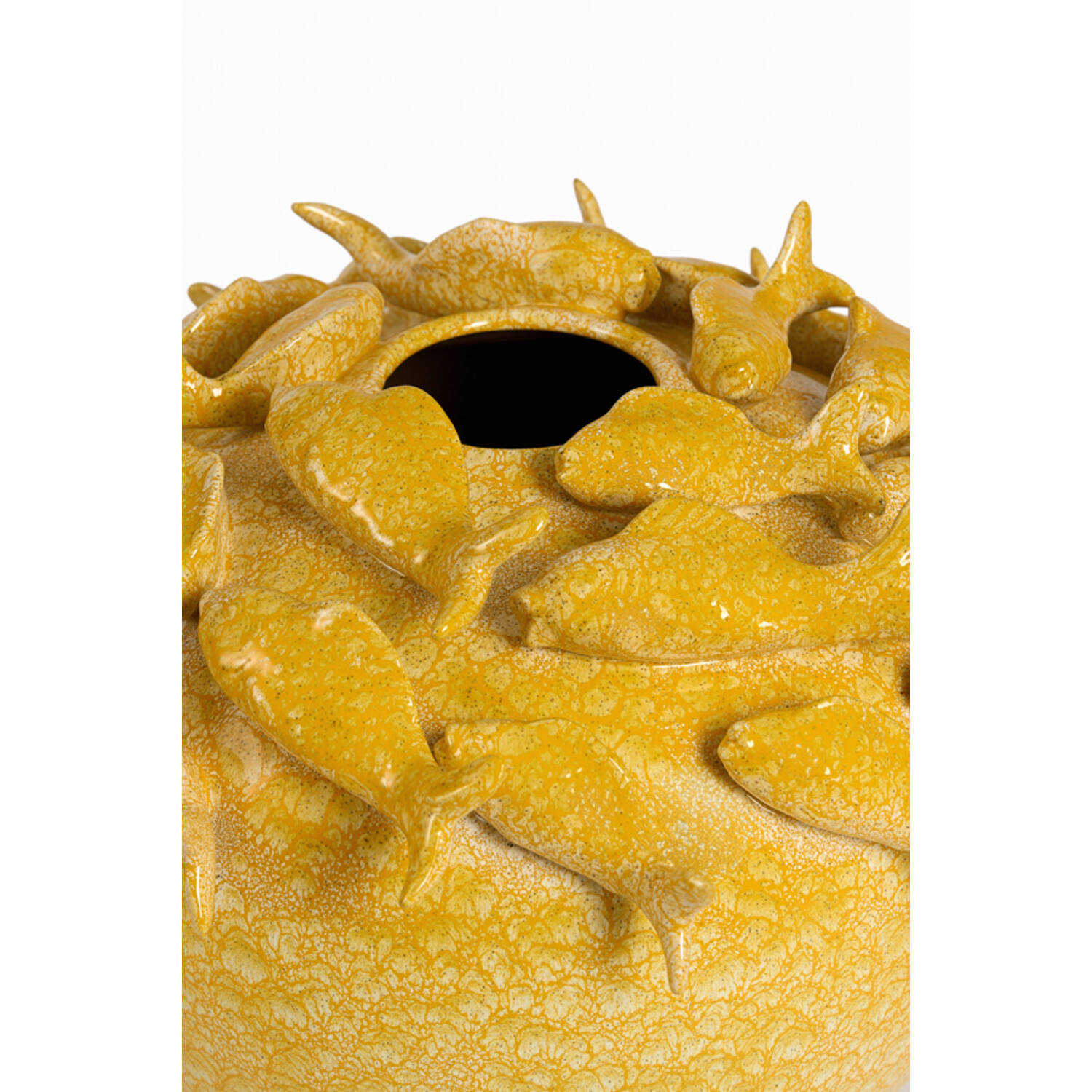 Vase deco Ø40x27 cm FISH ceramics yellow-orange