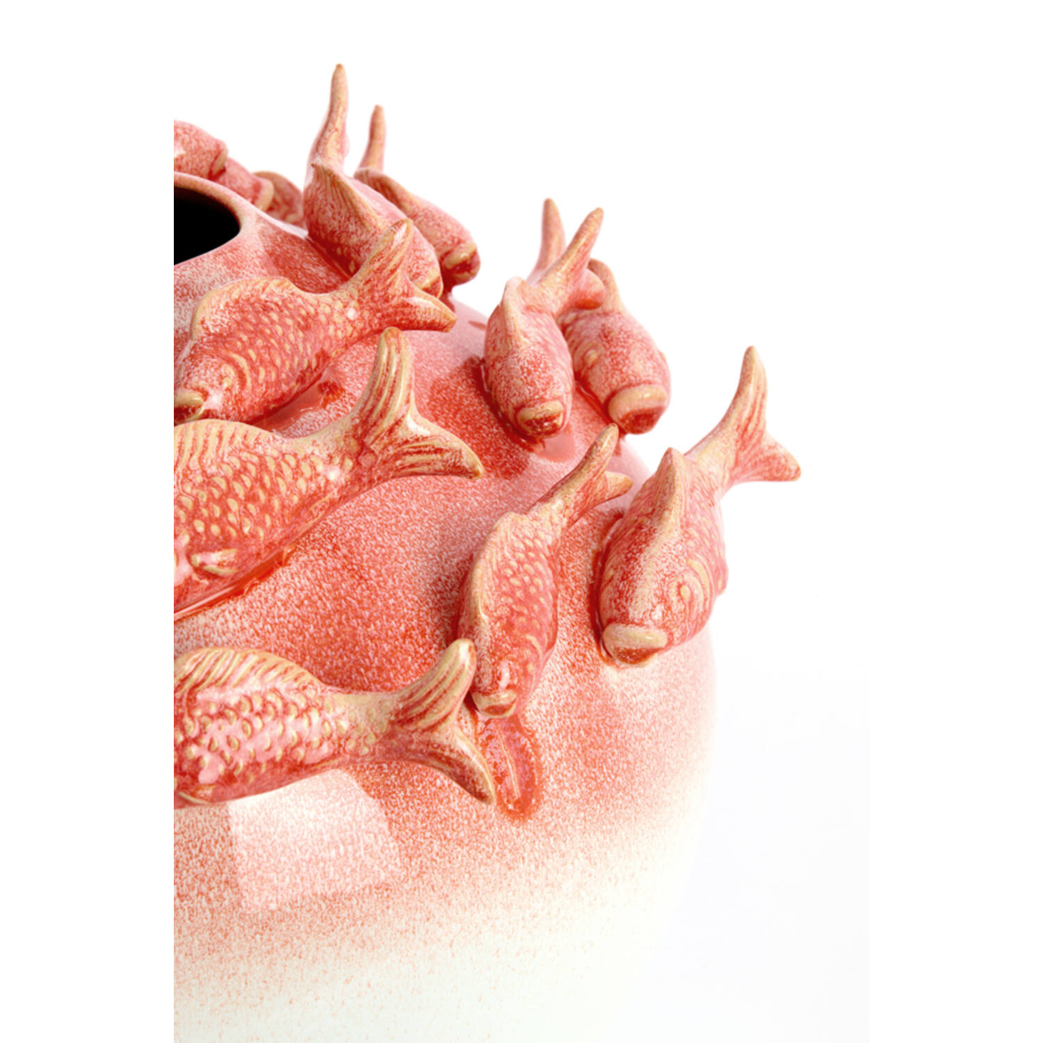 Vase deco Ø41,5x32 cm FISH ceramics coral+cream