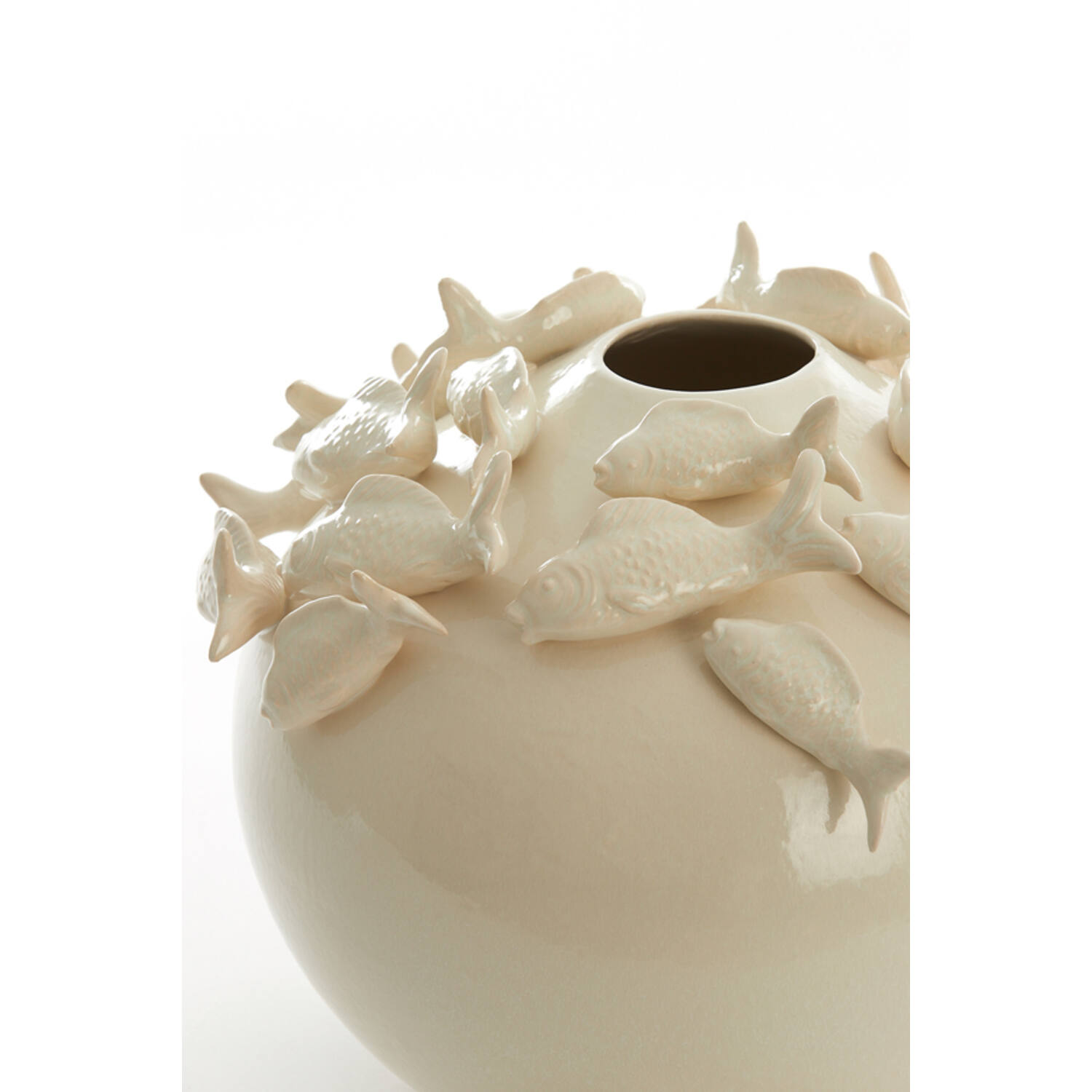 Vase deco Ø41,5x32 cm FISH ceramics cream