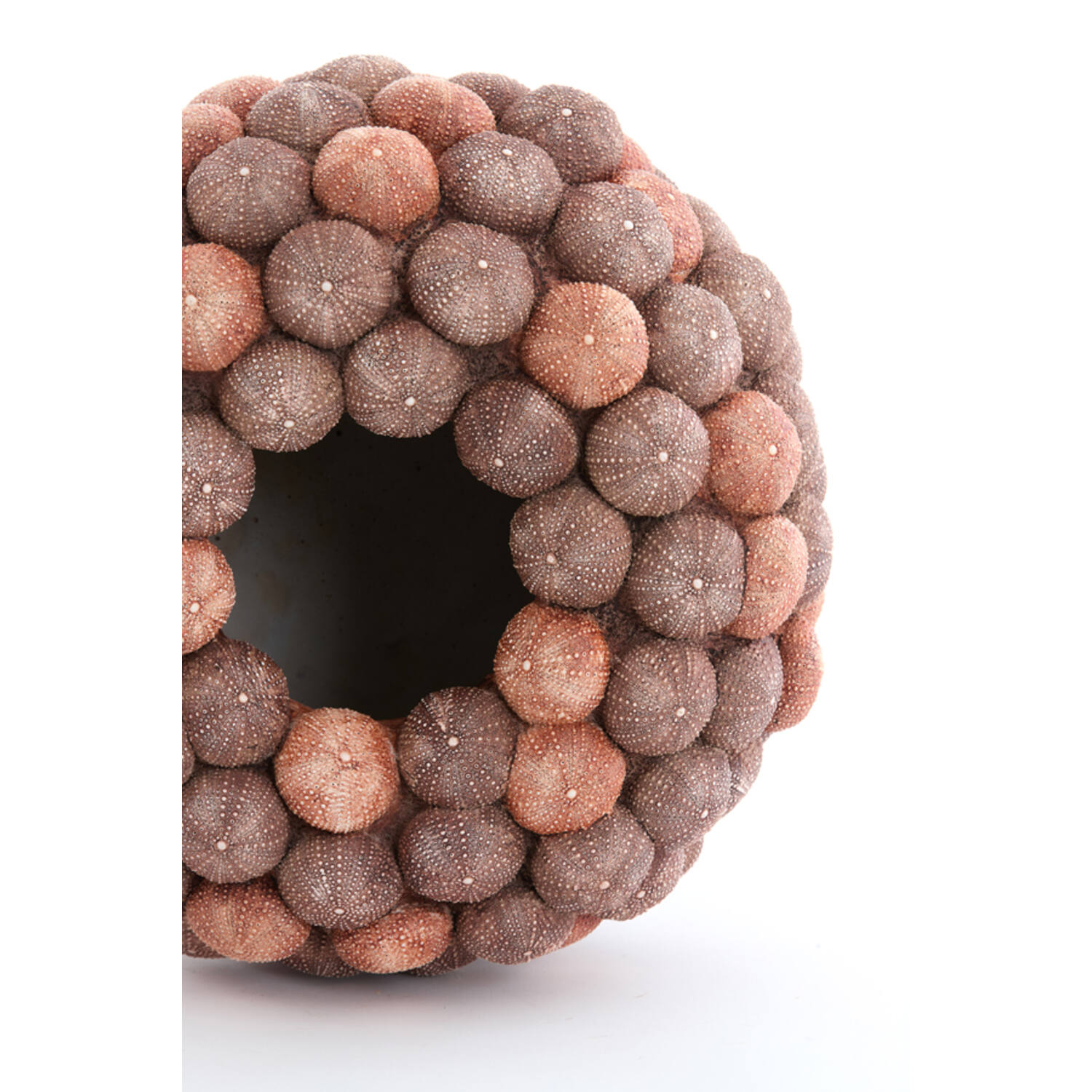 Vase deco Ø40x23,5 cm SEA URCHIN coral red+burgundy