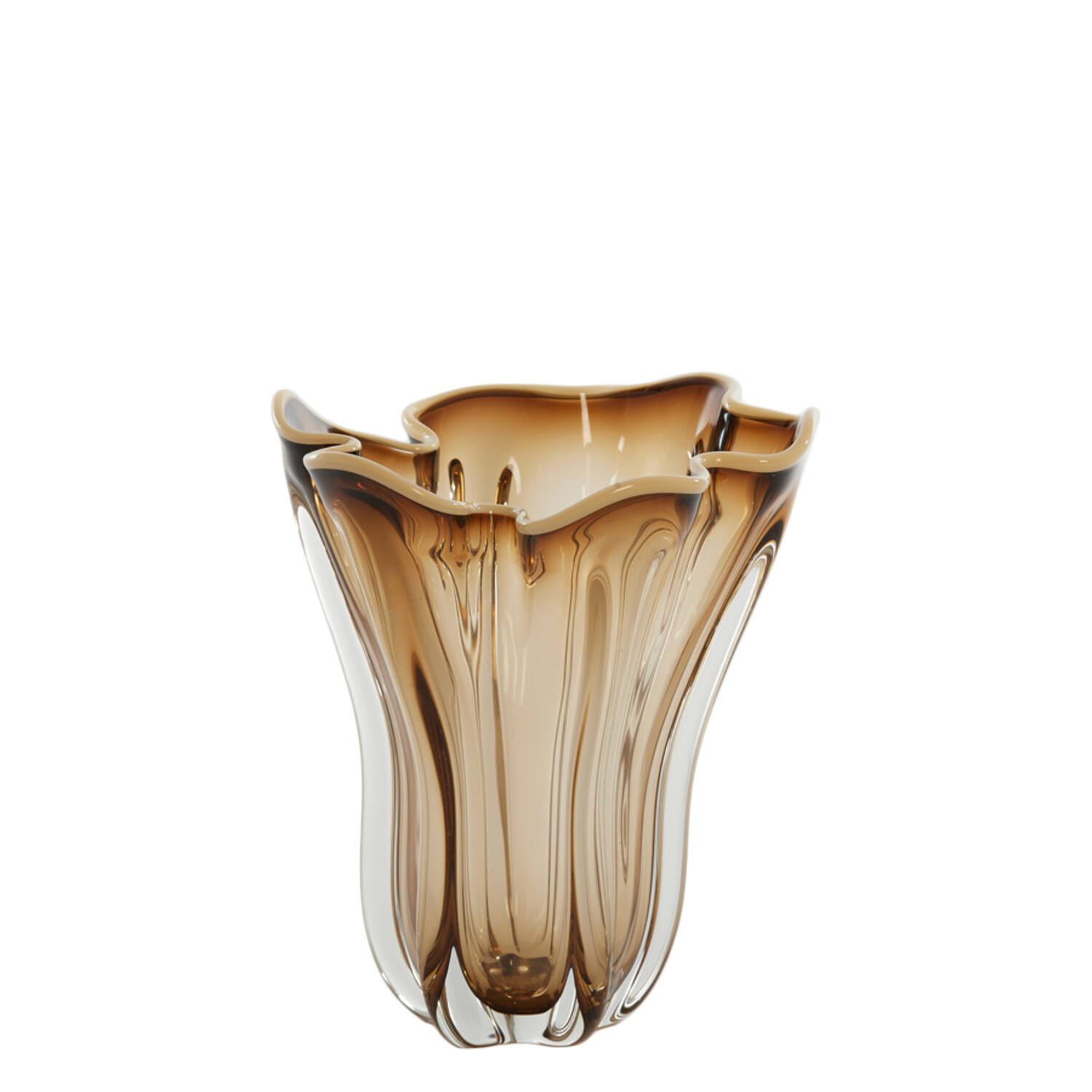 Vase Ø22x27 cm KAZUNO glass clear brown-grey+cream
