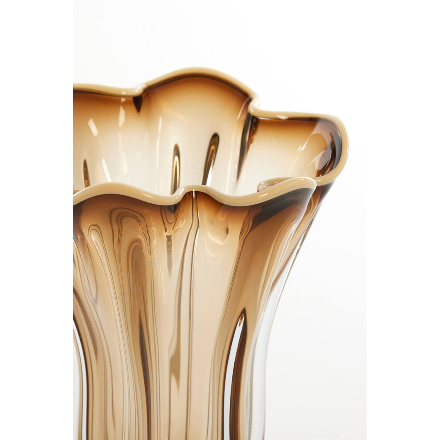 Vase Ø22x27 cm KAZUNO glass clear brown-grey+cream