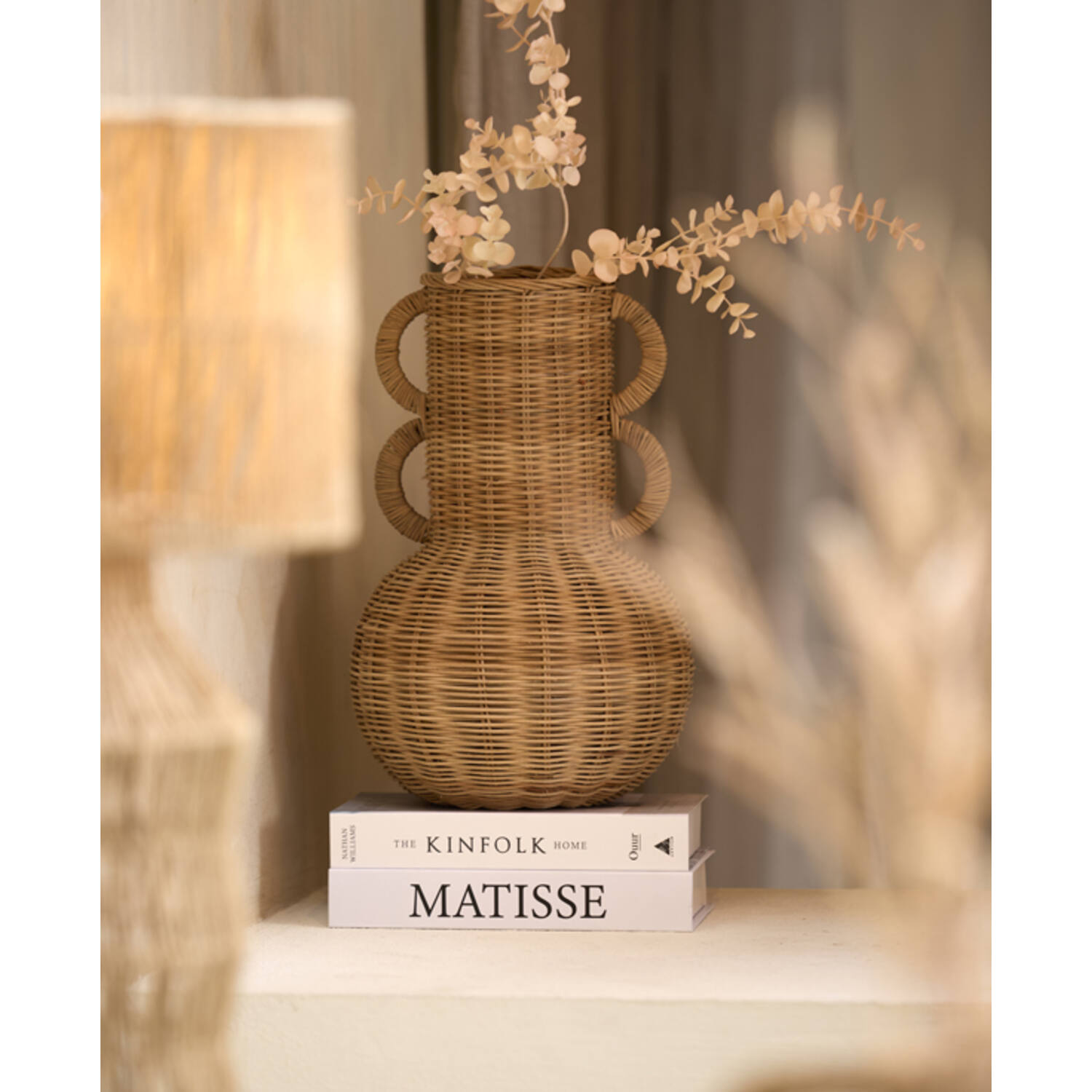 Vaas deco Ø25x38 cm NALEAH rotan bruin