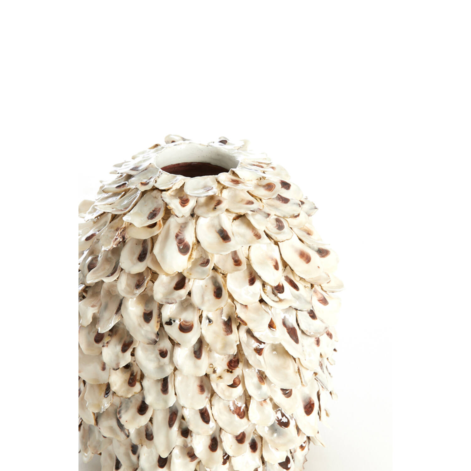 Vase deco Ø20x21 cm UBATE bamboo+shell cream+brown
