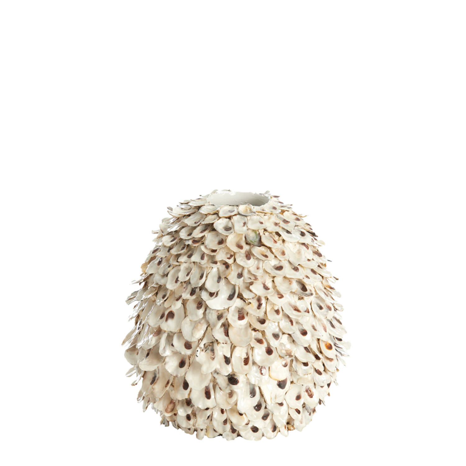 Vasija adorno Ø26x27 cm UBATE bambú+concha crema+marrón