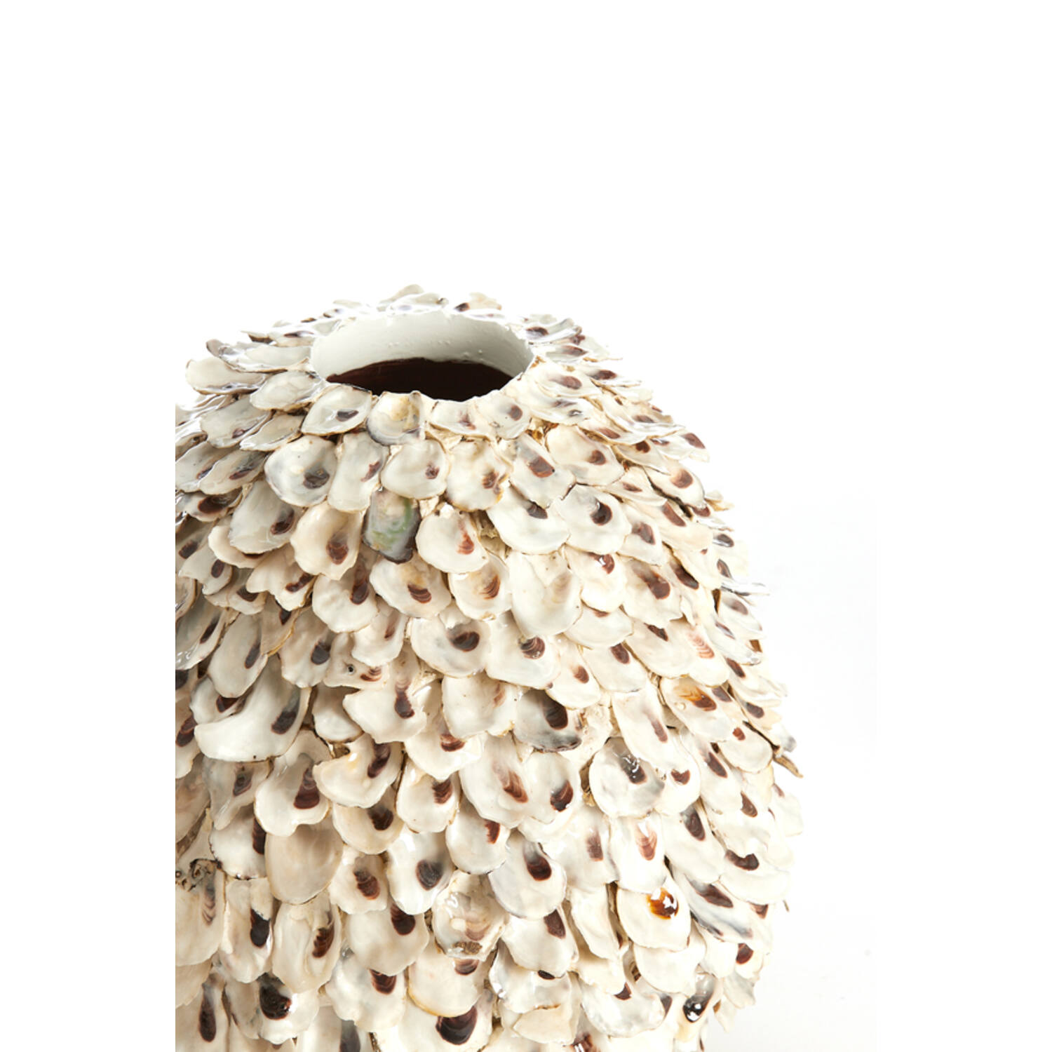 Vasija adorno Ø26x27 cm UBATE bambú+concha crema+marrón