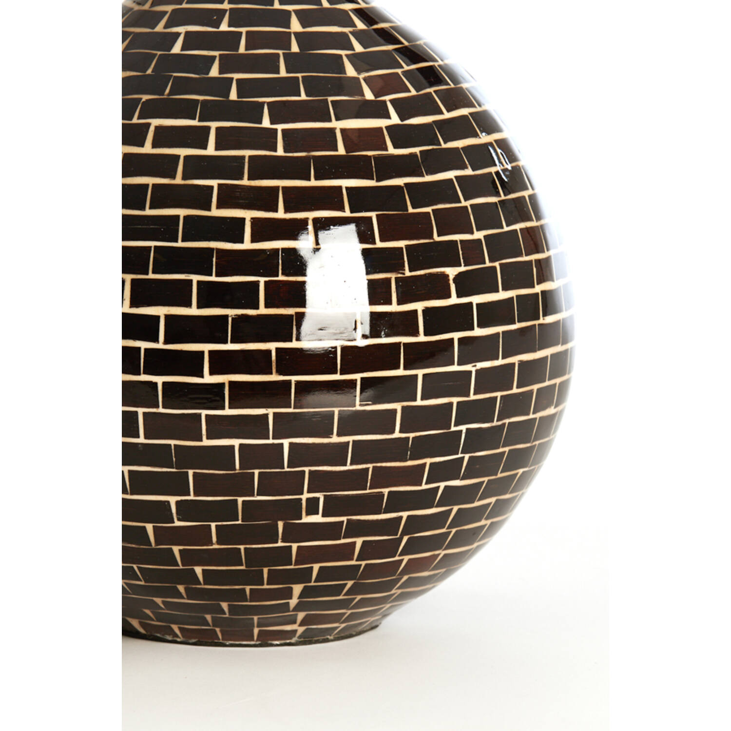 Vaas deco Ø22x25 cm ELORZA bamboe donker bruin+naturel