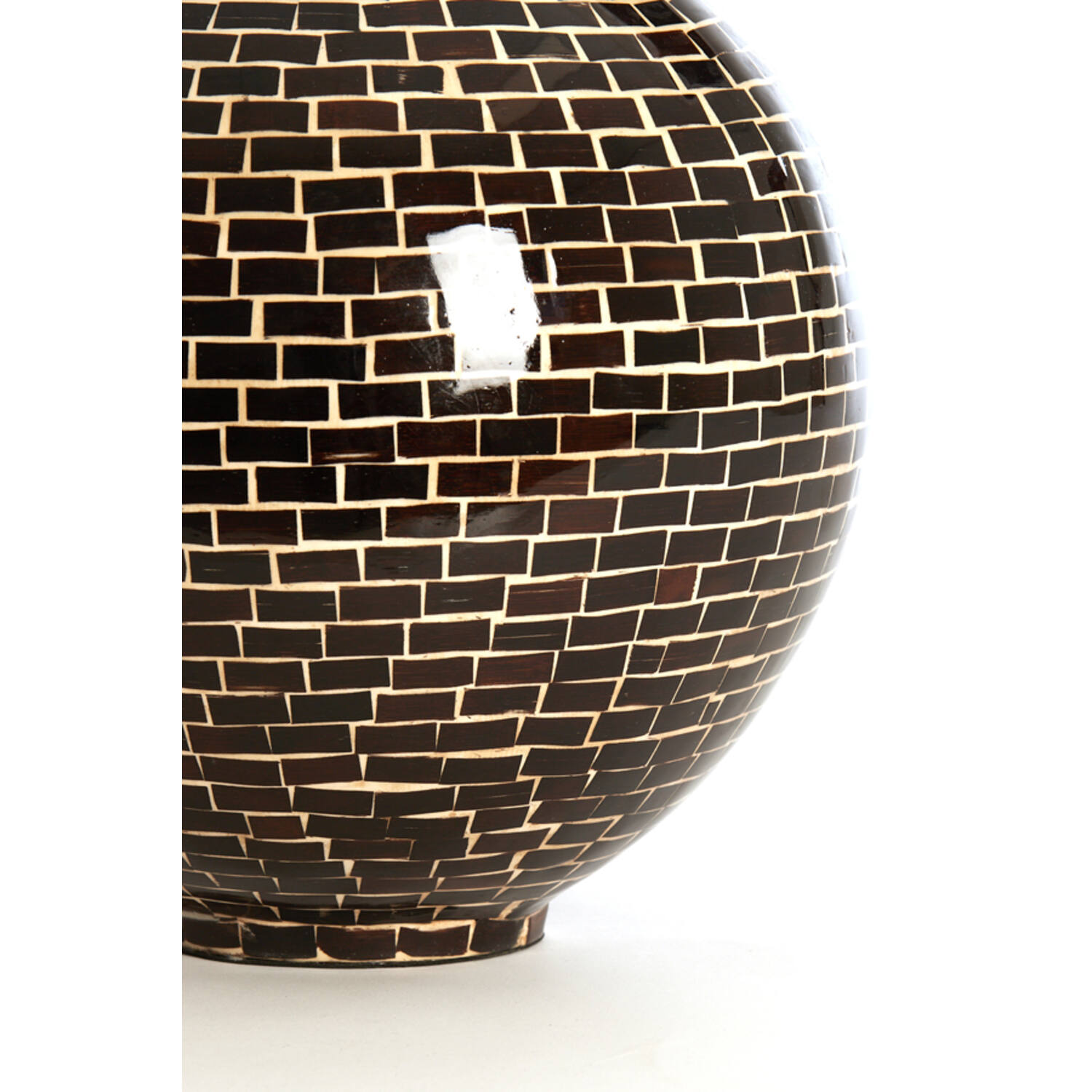 Vaas deco Ø28x35 cm ELORZA bamboe donker bruin+naturel