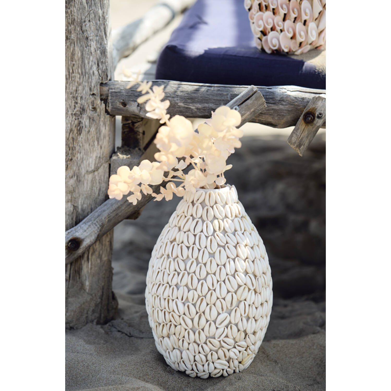 Vaas deco Ø19x28 cm SHELL crème