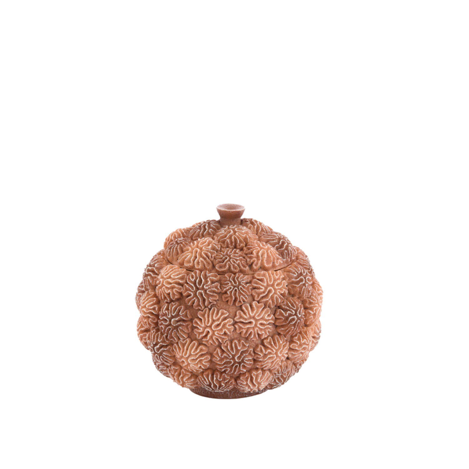 Deco box+deksel Ø17x16 cm CORAL perzik-licht bruin