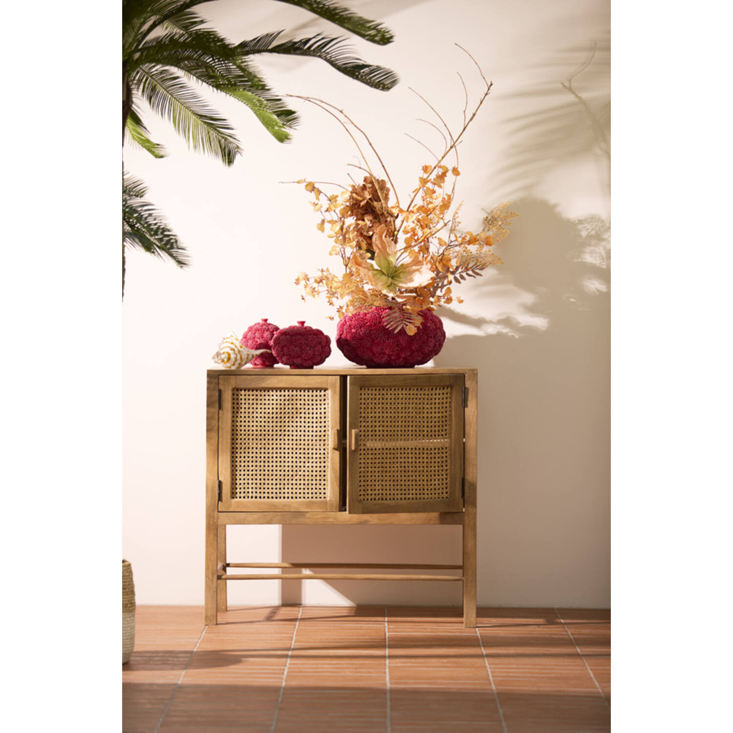 Vaas deco Ø37x21 cm CORAL rood