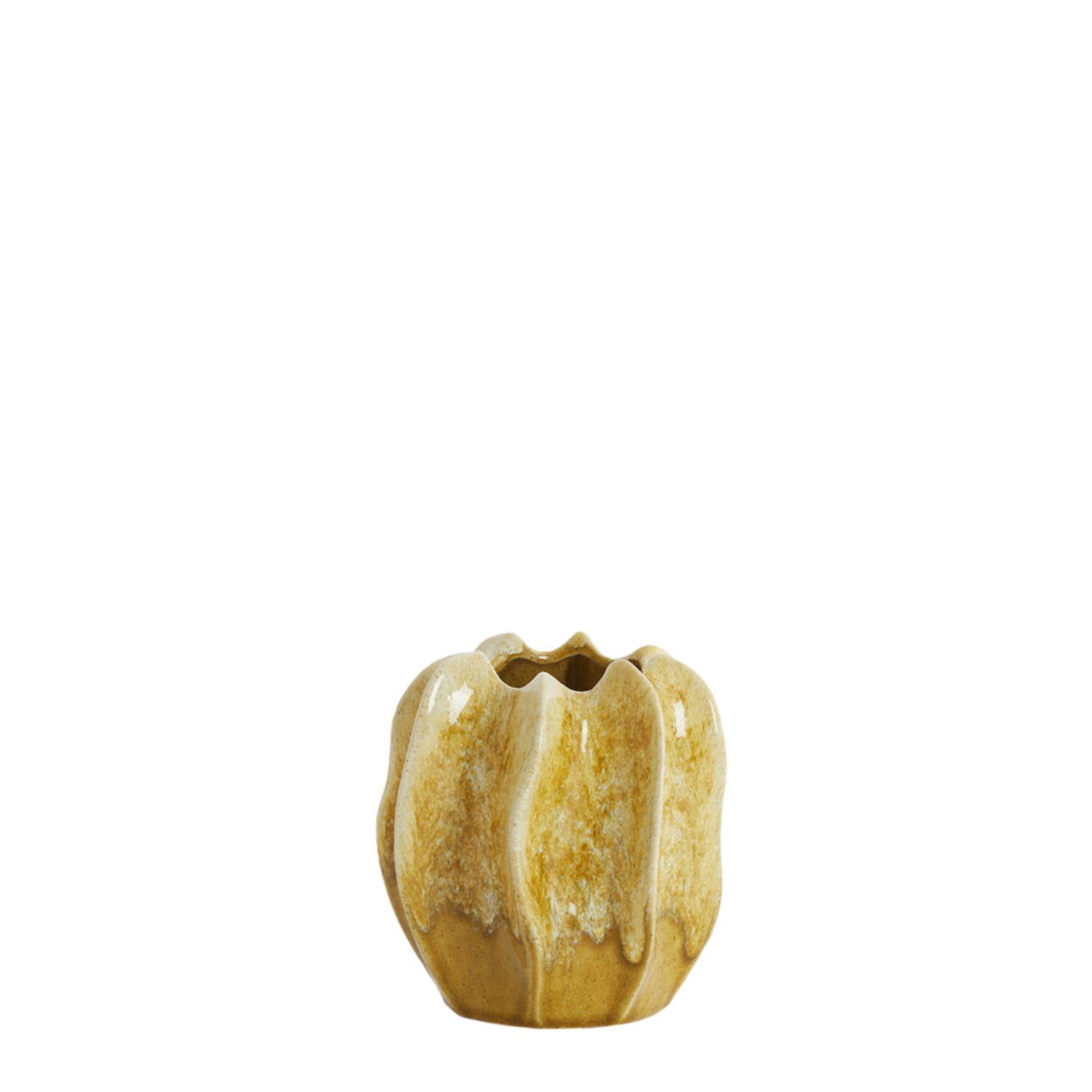 Vase deco Ø14,5x16 cm NILO ceramics ocher yellow-brown