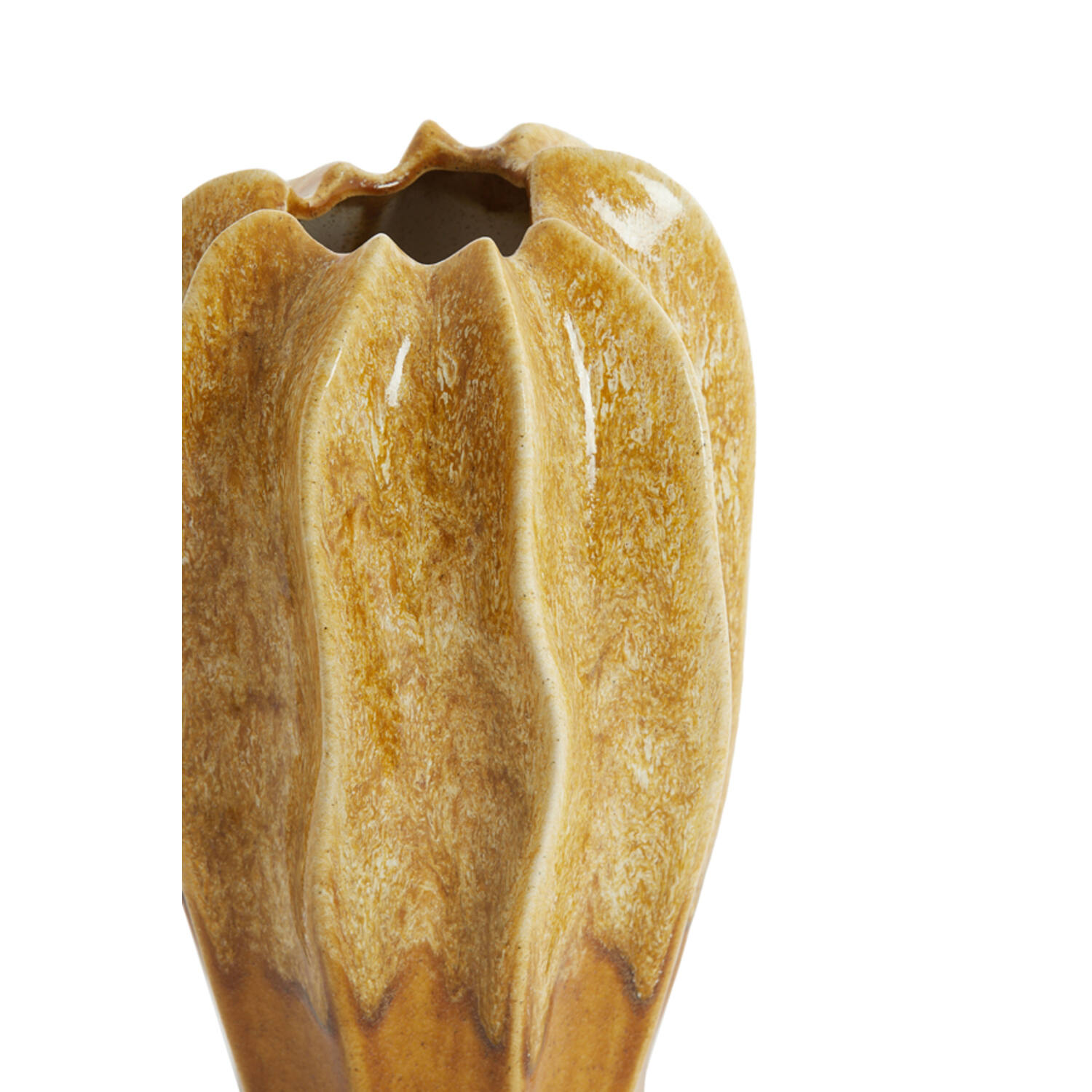 Vase deco Ø18,5x30 cm NILO ceramics ocher yellow-brown