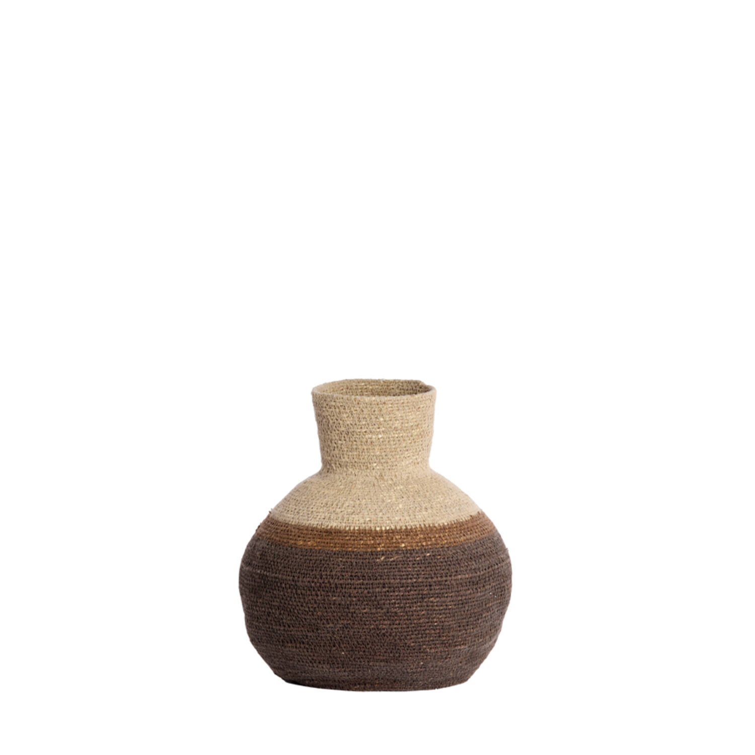 Mand Ø23,5x27 cm BISIRA zeegras naturel+bruin