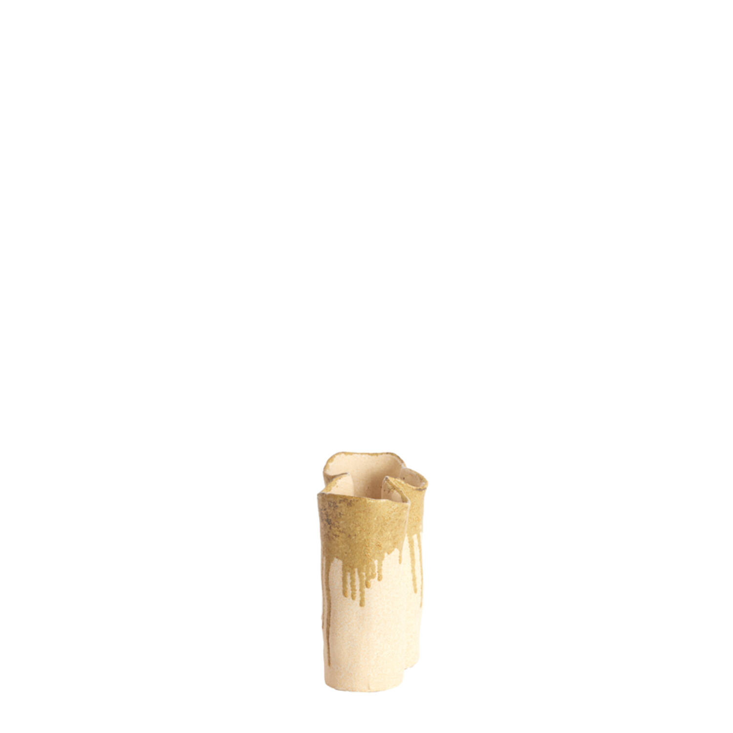 Vase deco 19,5x10,5x18,5 cm FLOVILLA ceramics cream+oliv grn