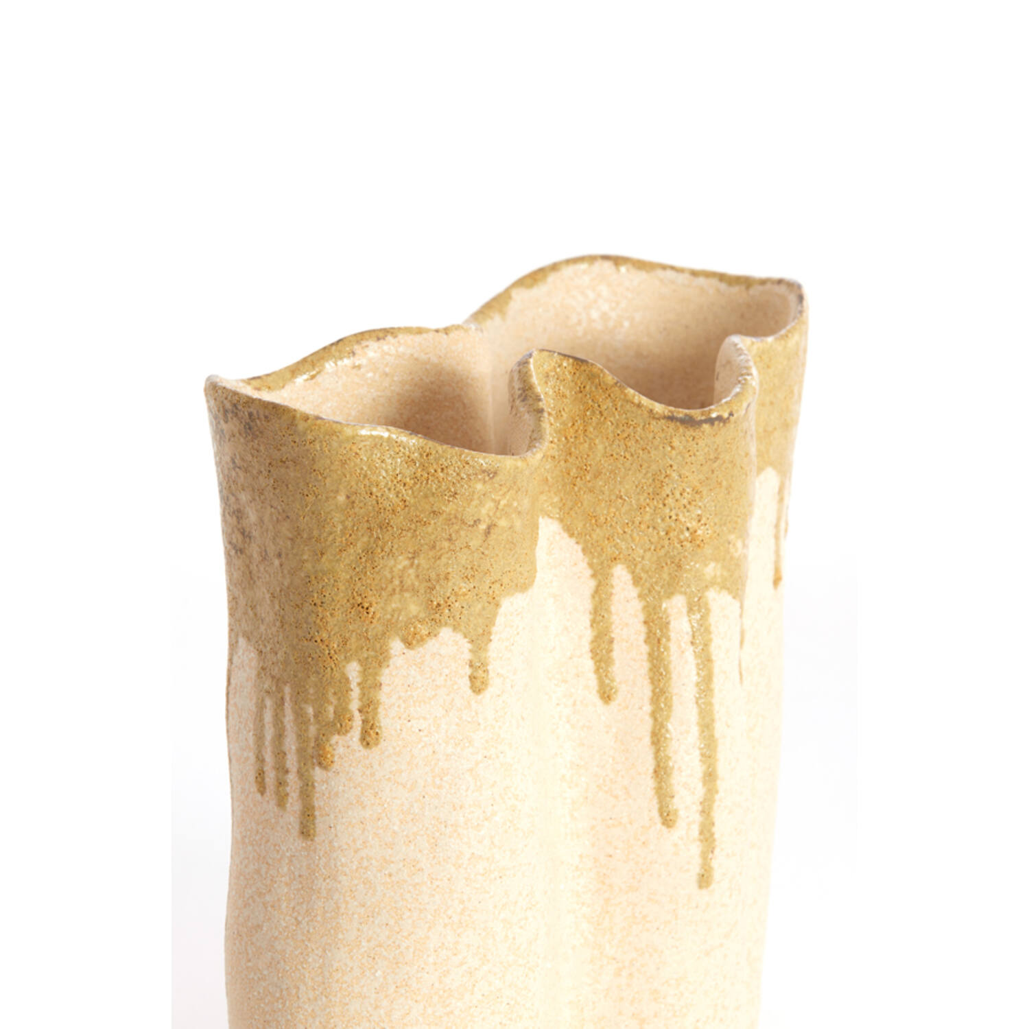 Vase deco 19,5x10,5x18,5 cm FLOVILLA ceramics cream+oliv grn
