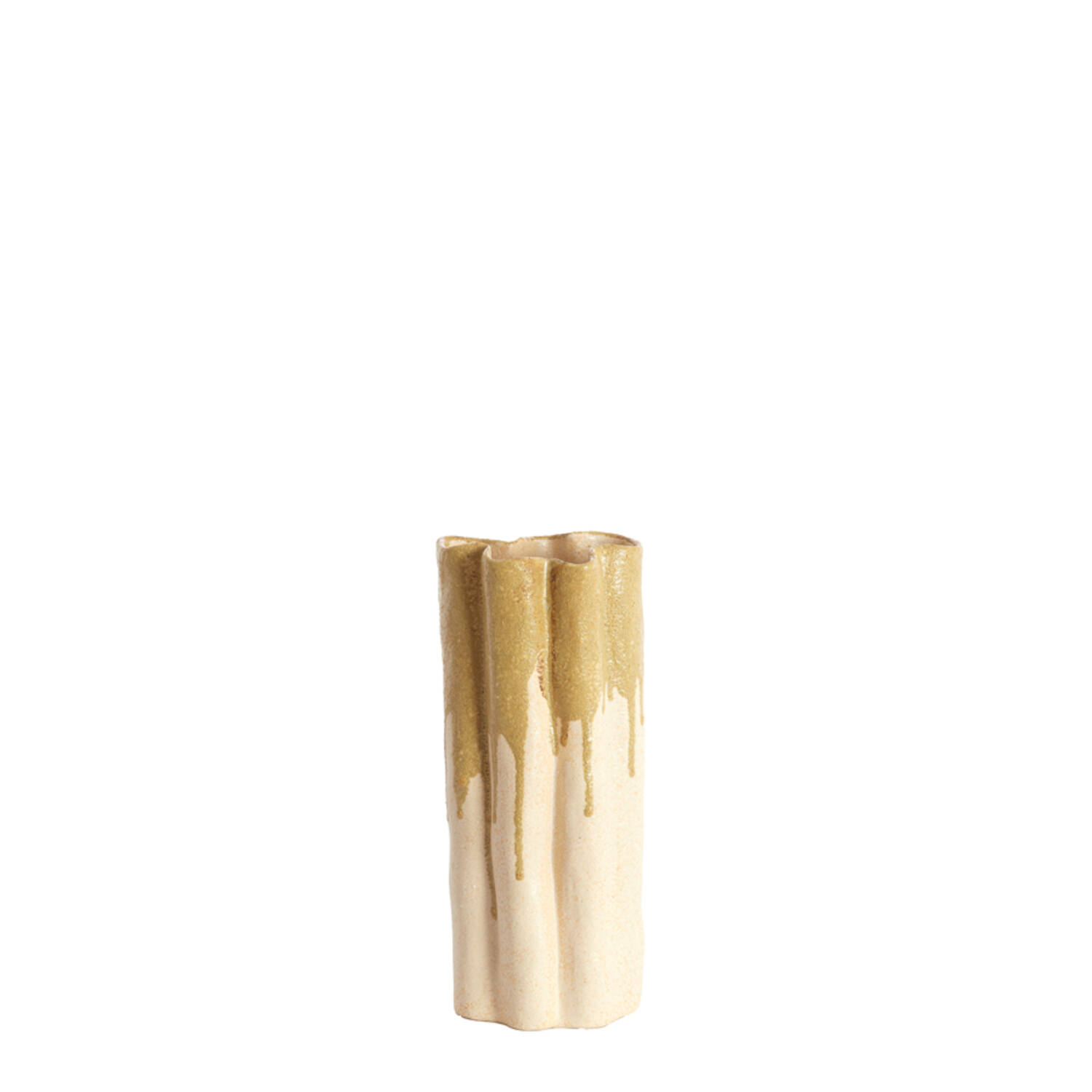 Vase deco 12x9,5x30 cm FLOVILLA ceramics cream+olive green