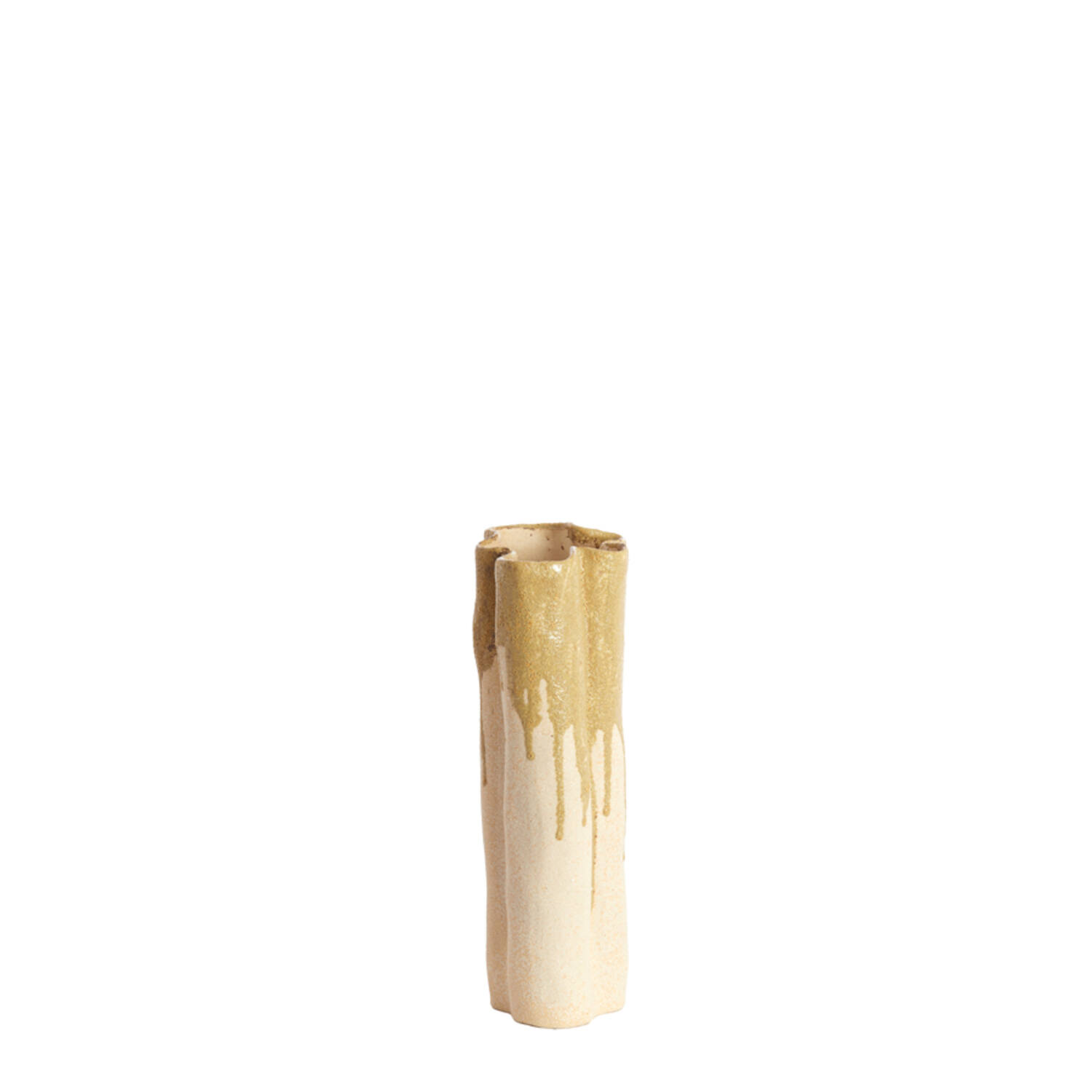 Vase deco 12x9,5x30 cm FLOVILLA ceramics cream+olive green