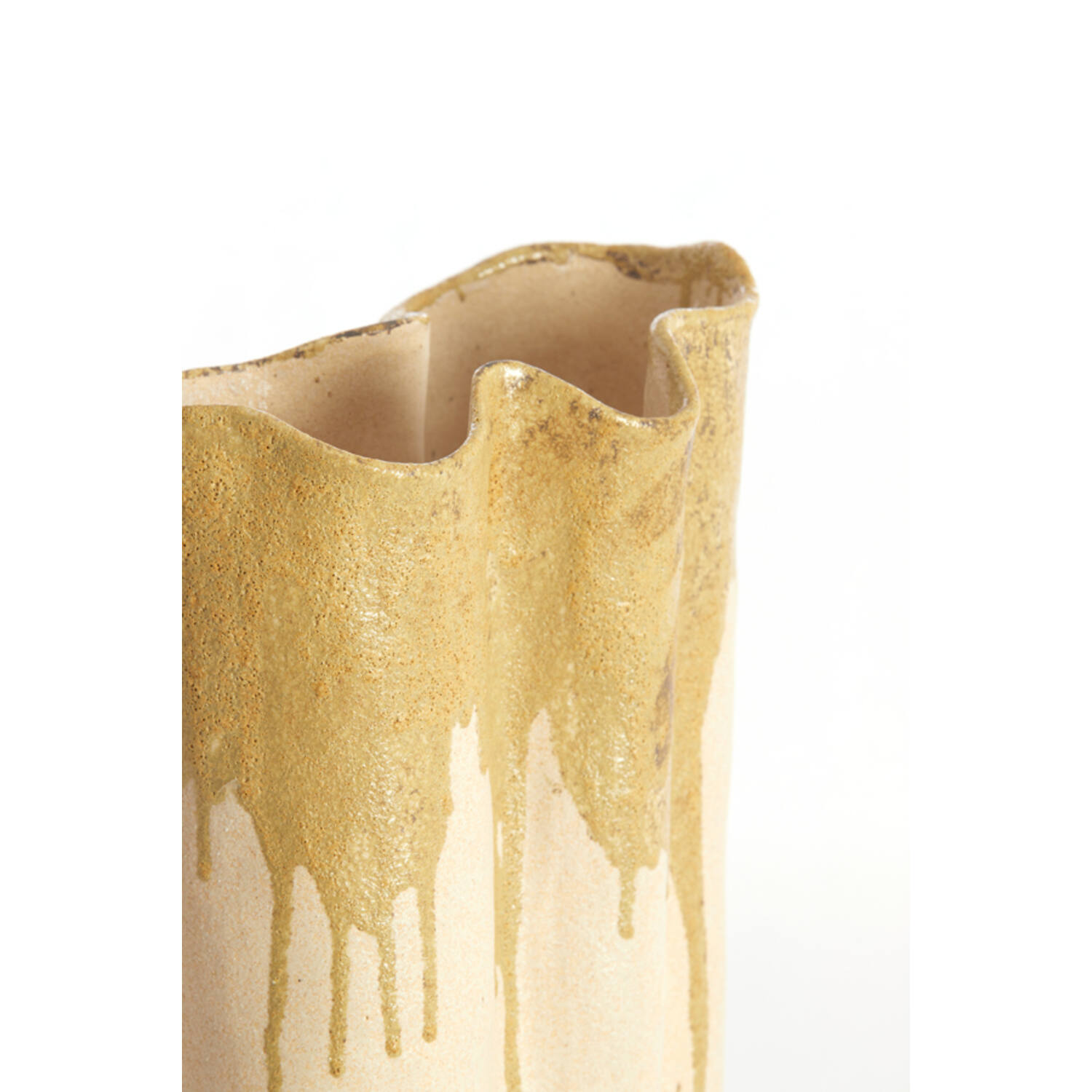 Vase deco 12x9,5x30 cm FLOVILLA ceramics cream+olive green