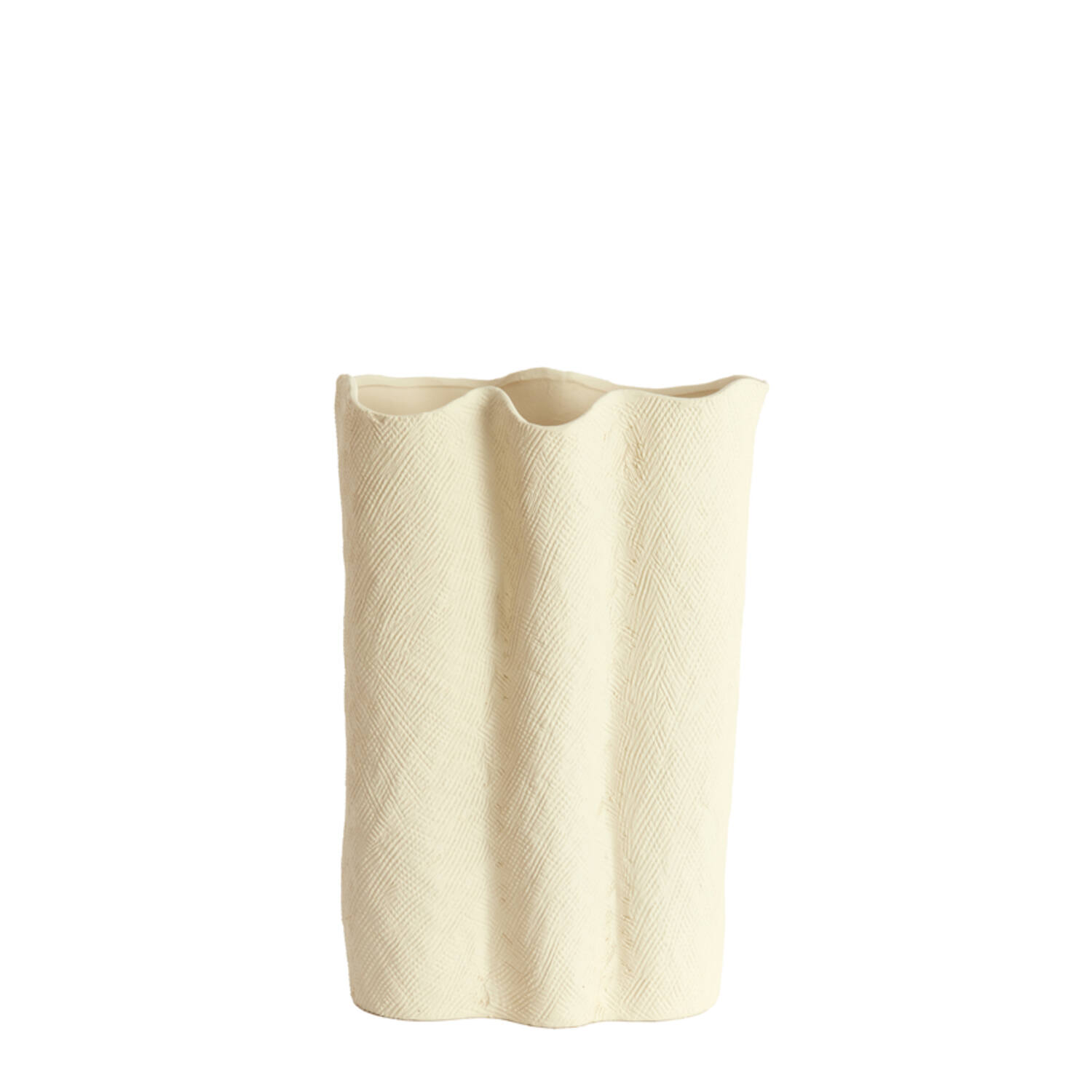 Vaas deco 26x14x40 cm FLOVILLA keramiek crème