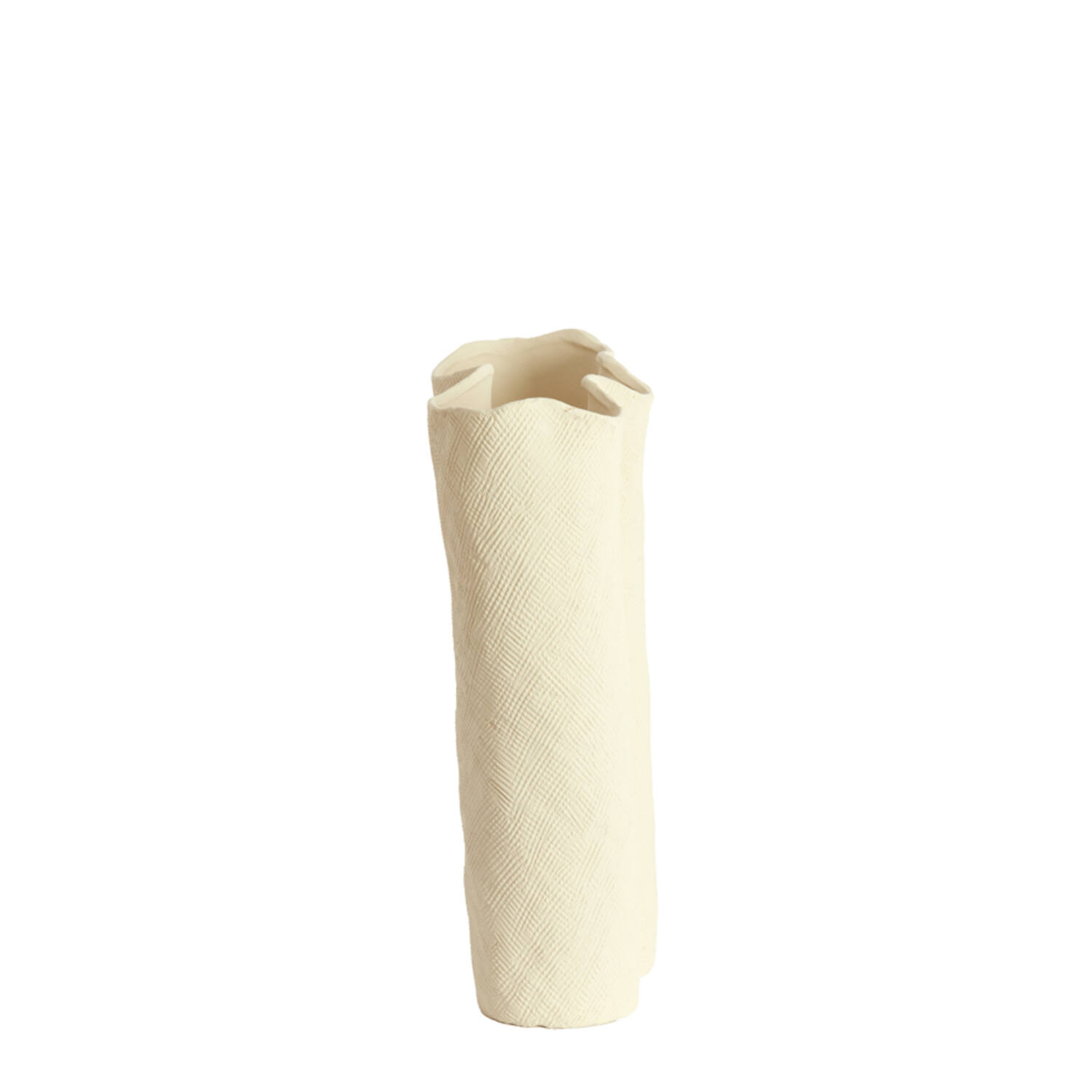 Vaas deco 26x14x40 cm FLOVILLA keramiek crème