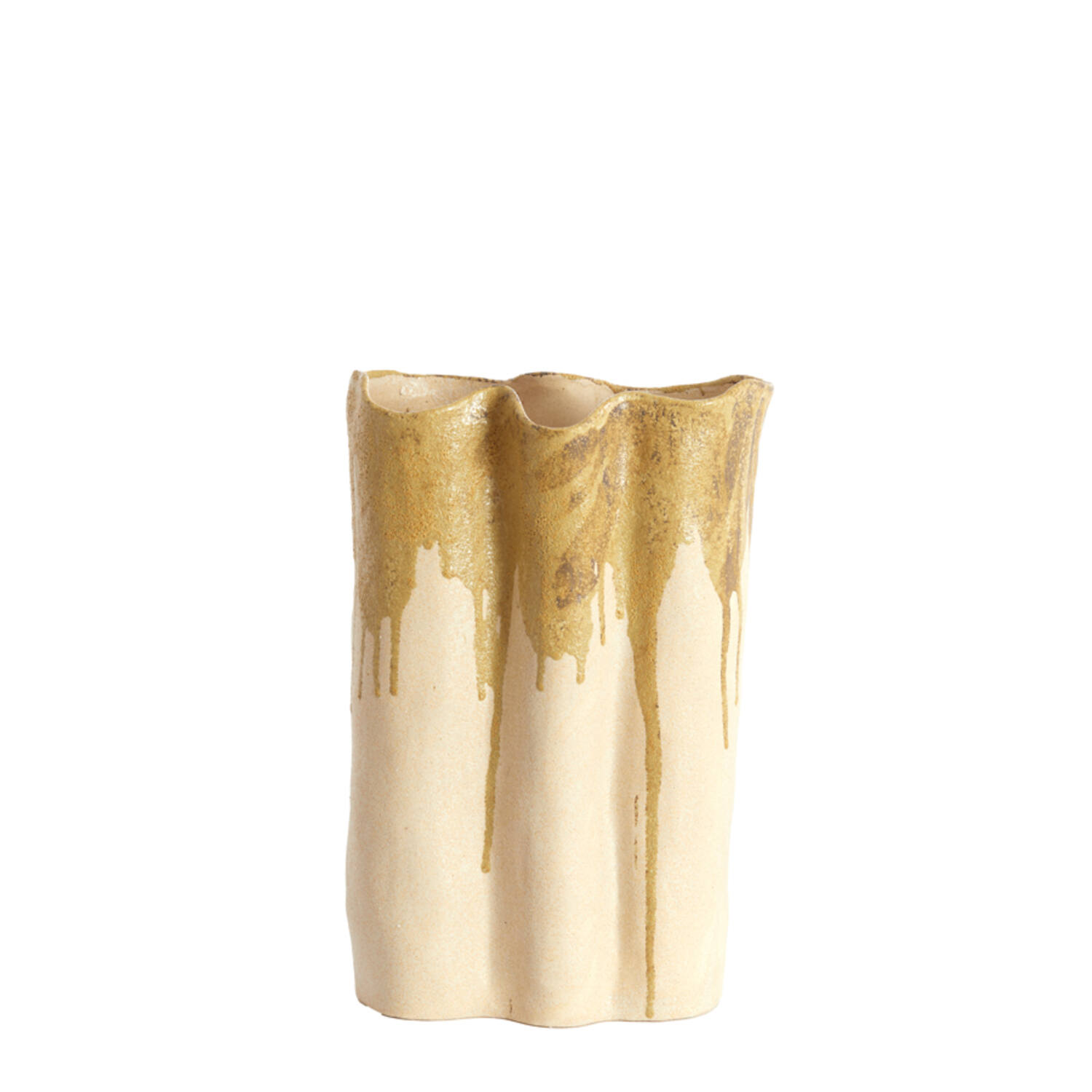 Vase deco 26x14x40 cm FLOVILLA ceramics cream+olive green