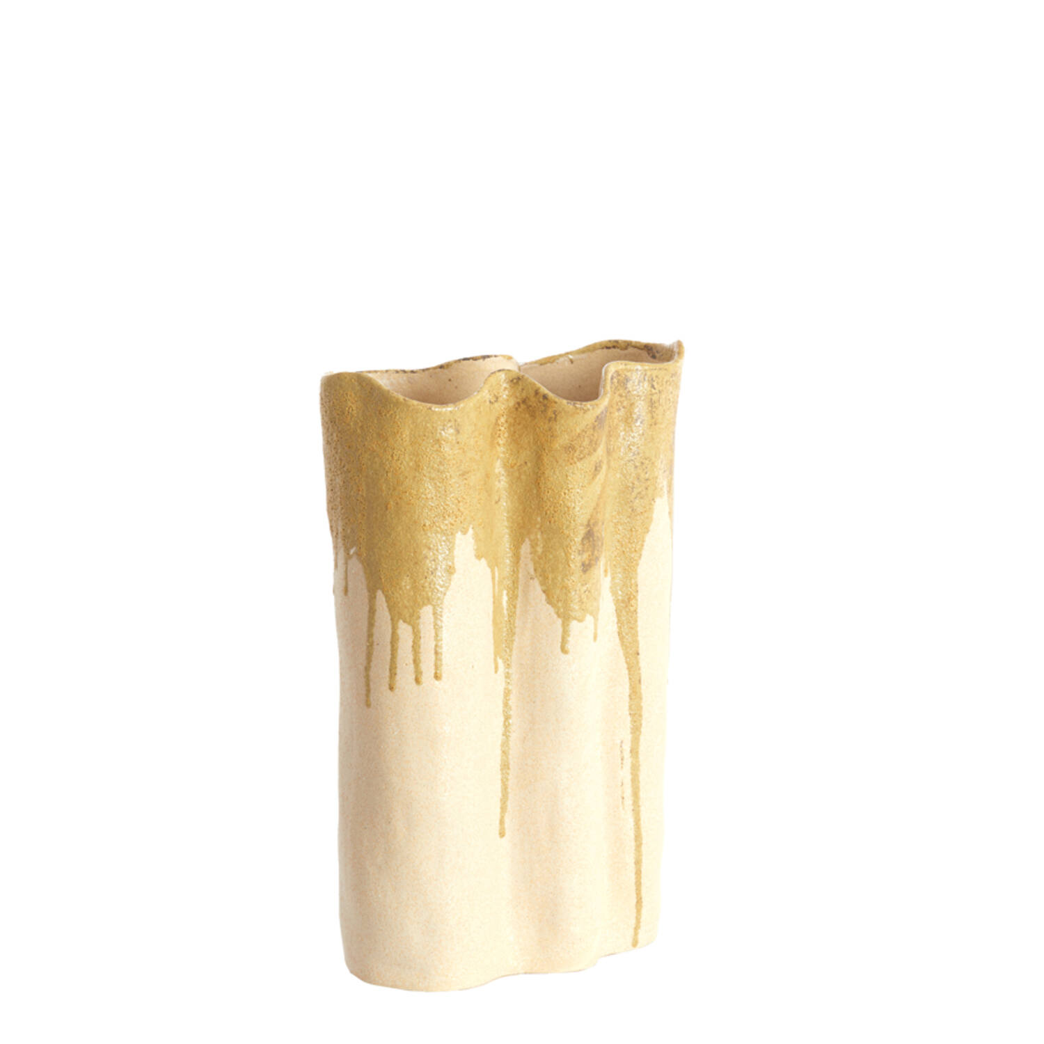 Vase deco 26x14x40 cm FLOVILLA ceramics cream+olive green