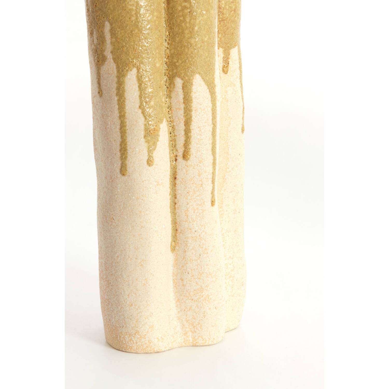 Vase deco 26x14x40 cm FLOVILLA ceramics cream+olive green