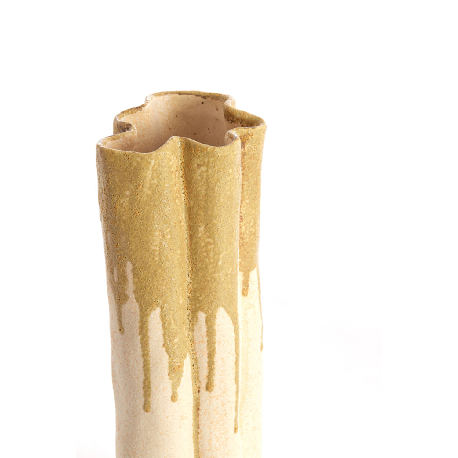 Vase deco 26x14x40 cm FLOVILLA ceramics cream+olive green