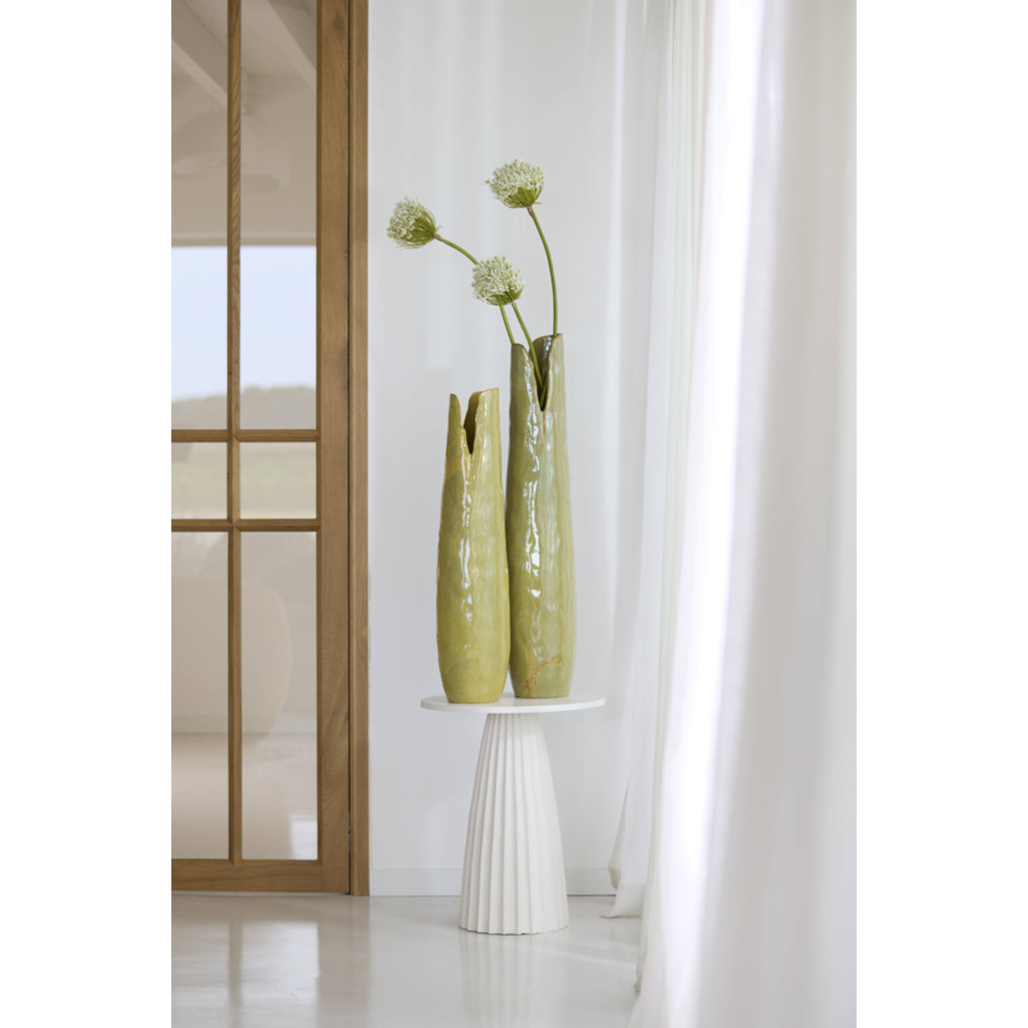 Vase deco 19x18,5x77,5 cm MESA ceramics olive green-brown