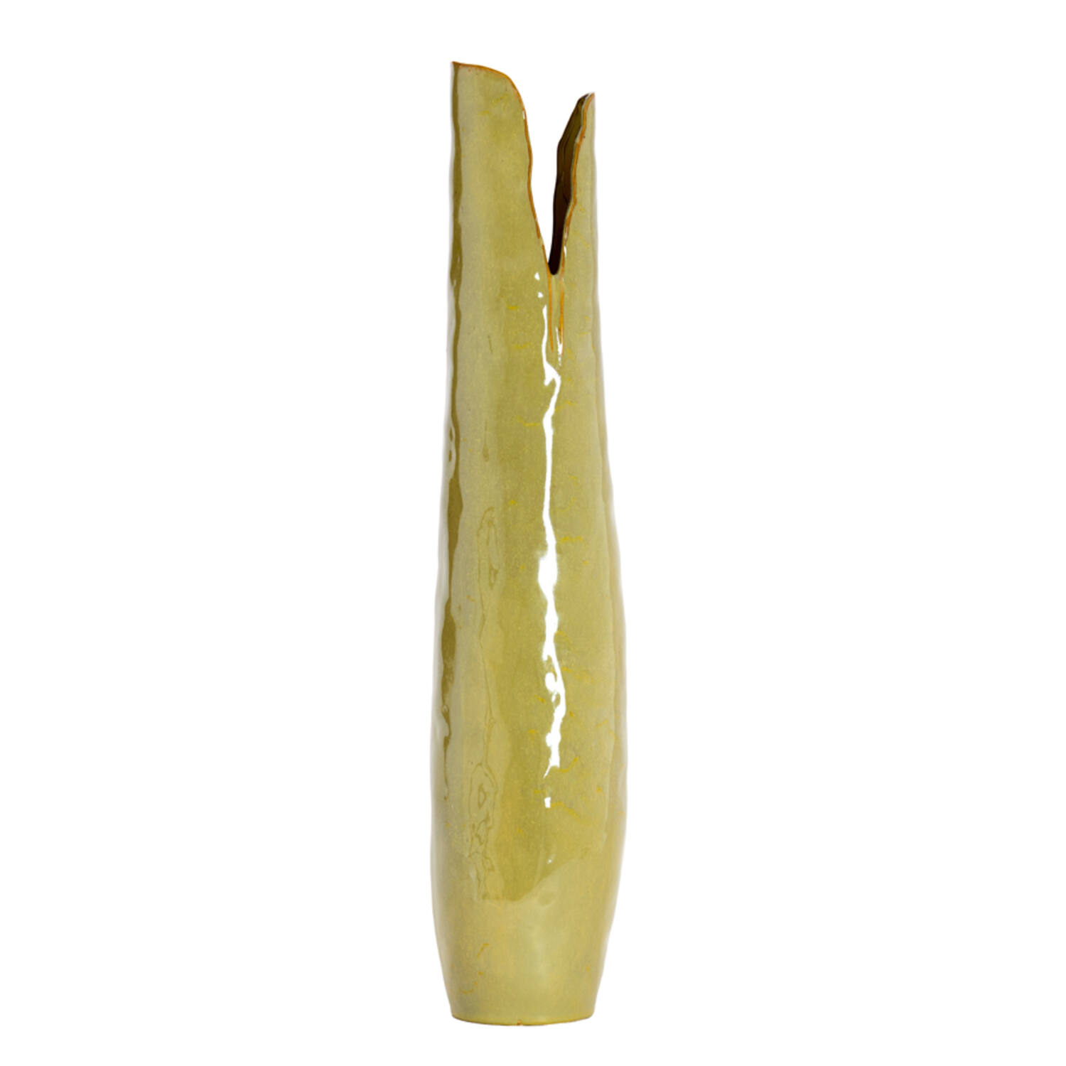 Vase deco 19,5x19x92 cm MESA ceramics olive green-brown