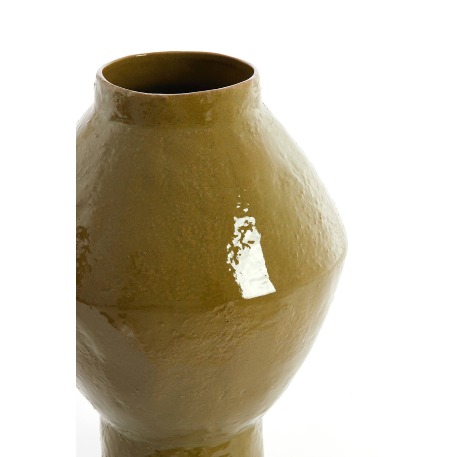 Vase deco Ø29x41 cm VASORA ceramics shiny olive green