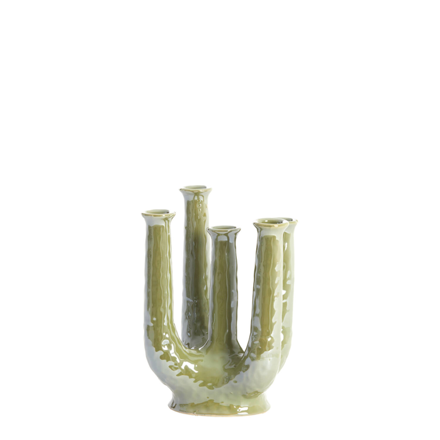 Vaas deco 20x14x25 cm LEONJO keramiek olie licht groen