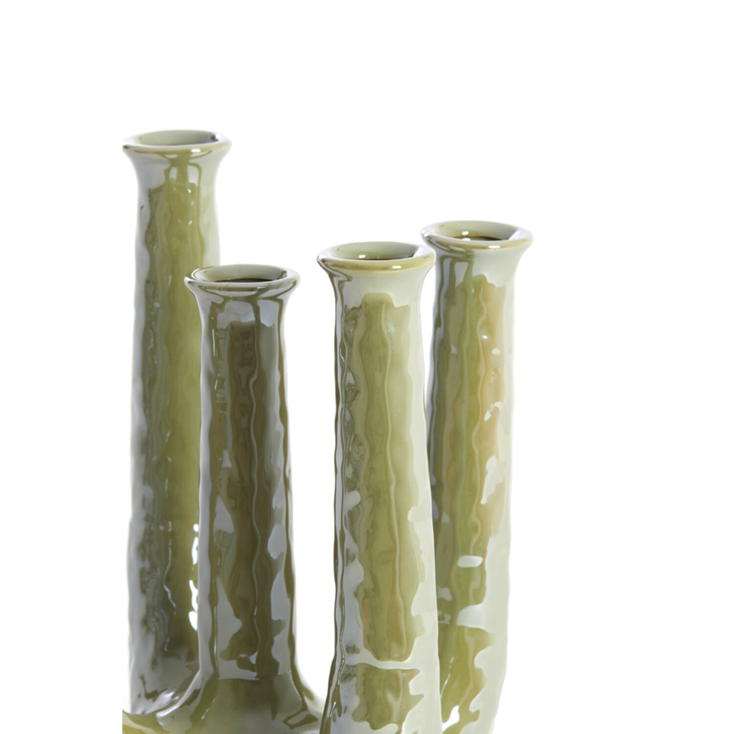 Vaas deco 20x14x25 cm LEONJO keramiek olie licht groen