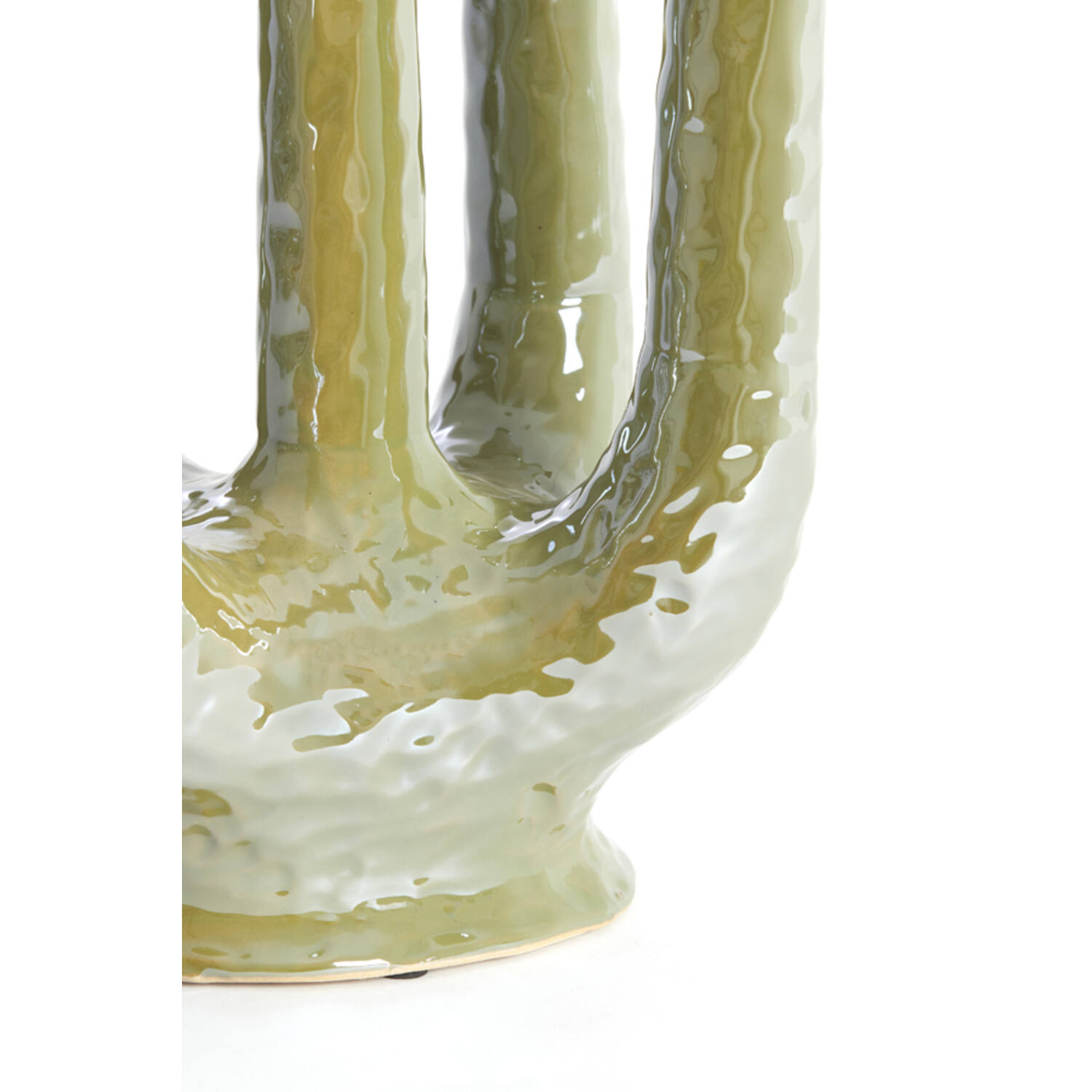 Vaas deco 20x14x25 cm LEONJO keramiek olie licht groen