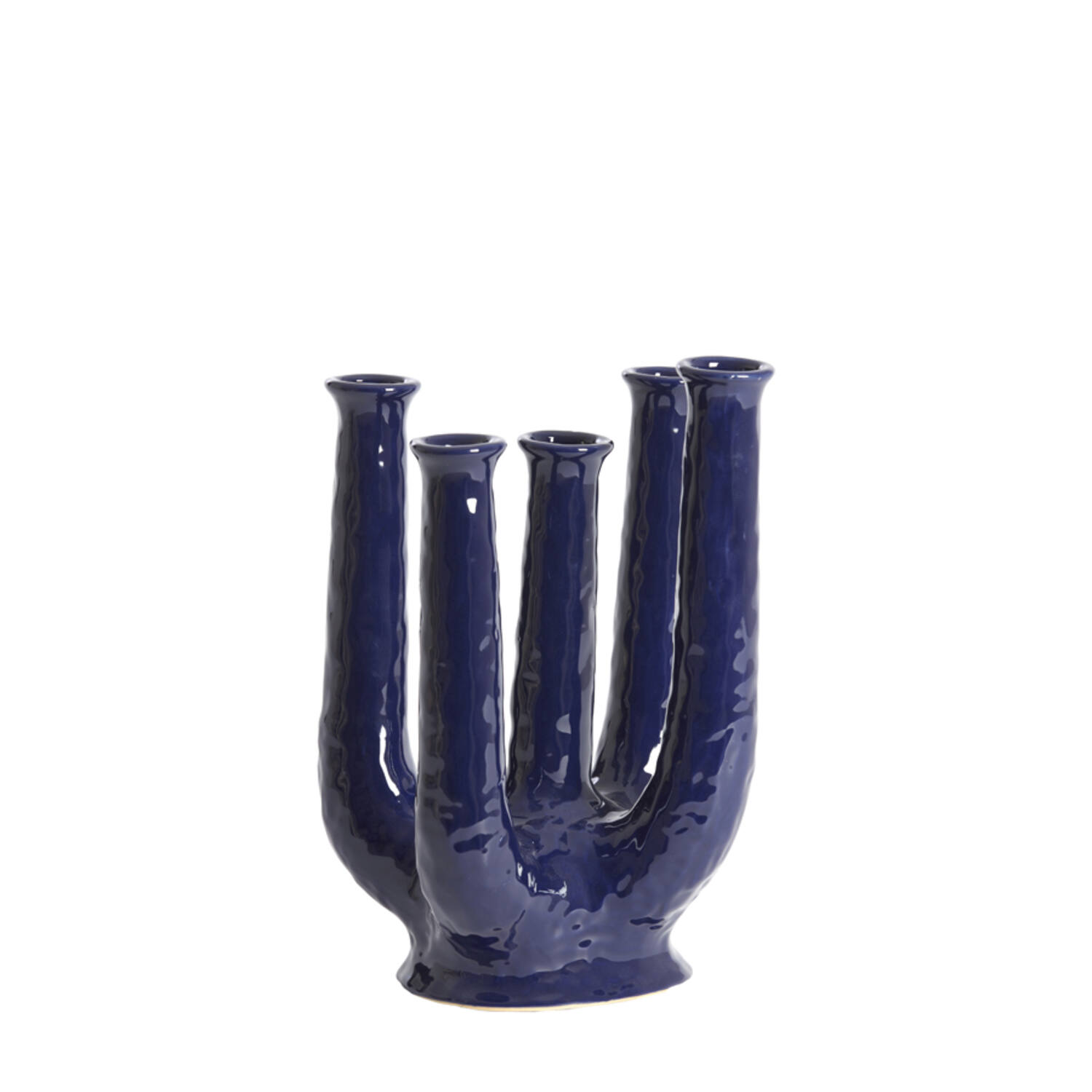 Vaas deco 22x16,5x30 cm LEONJO keramiek donker blauw
