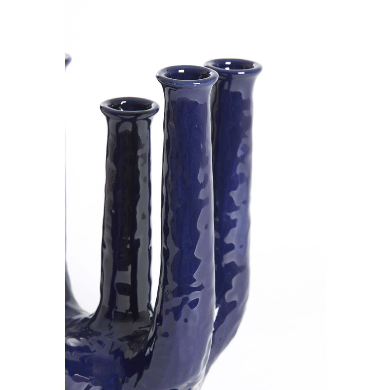 Vaas deco 22x16,5x30 cm LEONJO keramiek donker blauw