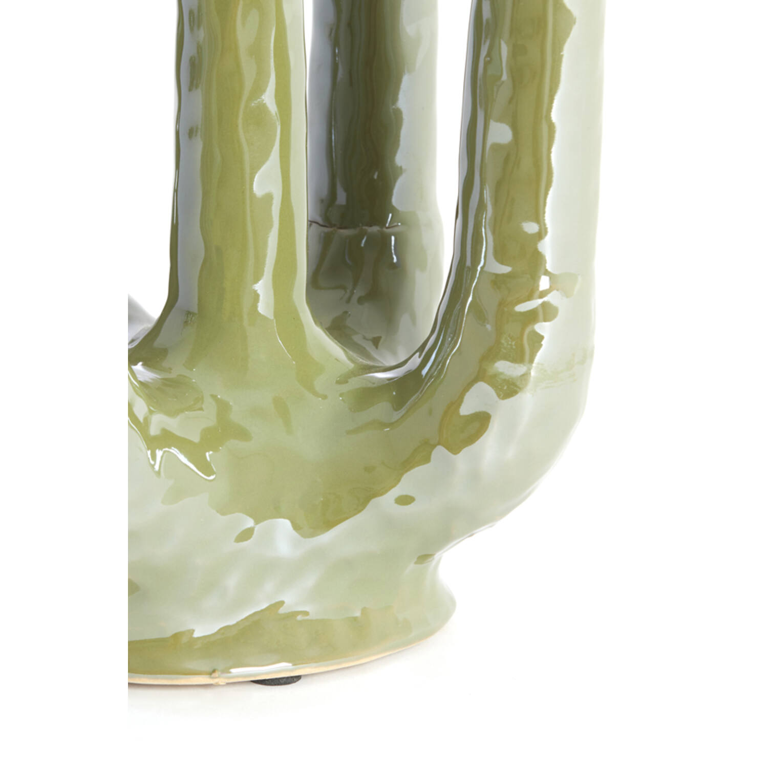 Vaas deco 22x16,5x30 cm LEONJO keramiek olie licht groen