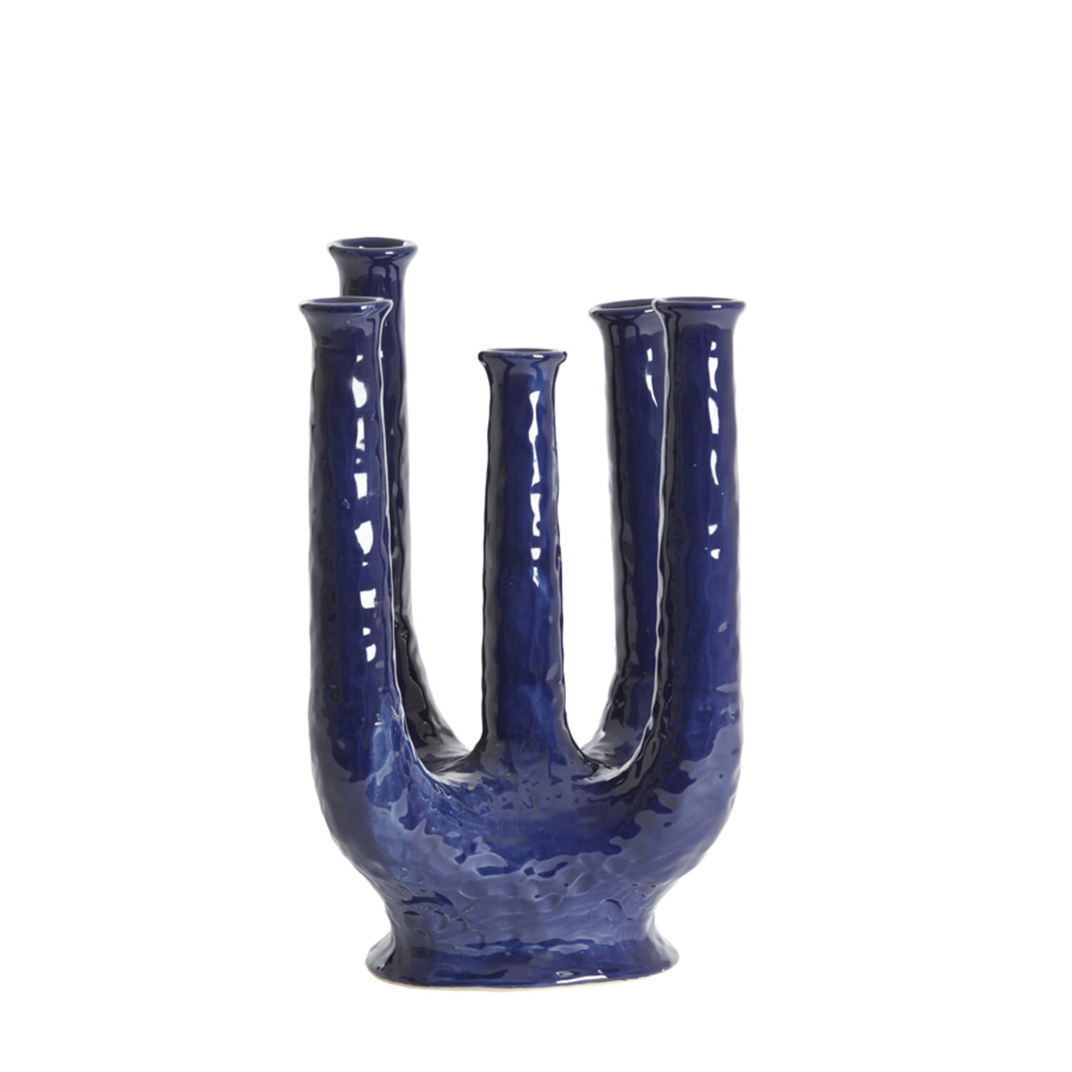 Vaas deco 24x18x36 cm LEONJO keramiek donker blauw