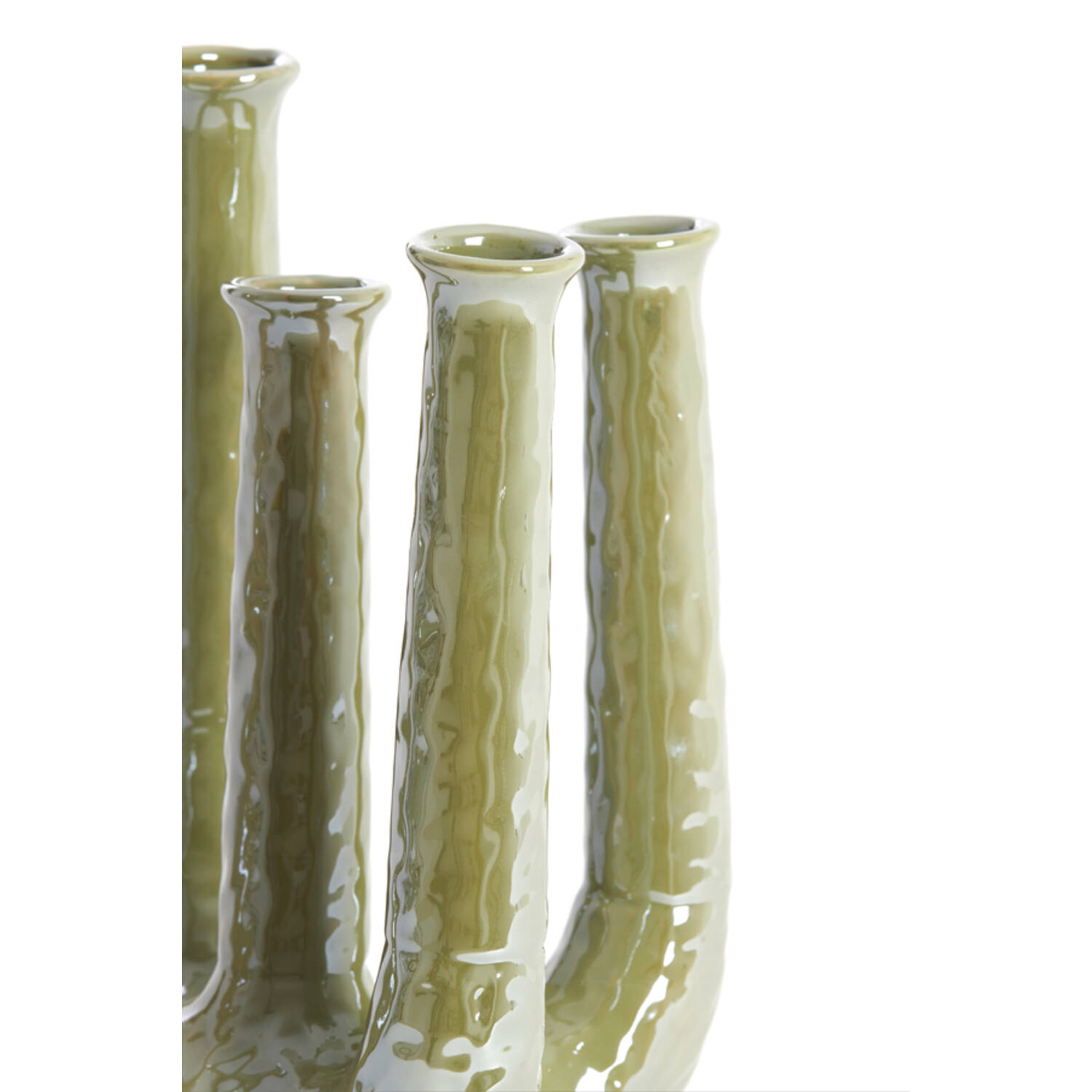 Vaas deco 24x18x36 cm LEONJO keramiek olie licht groen