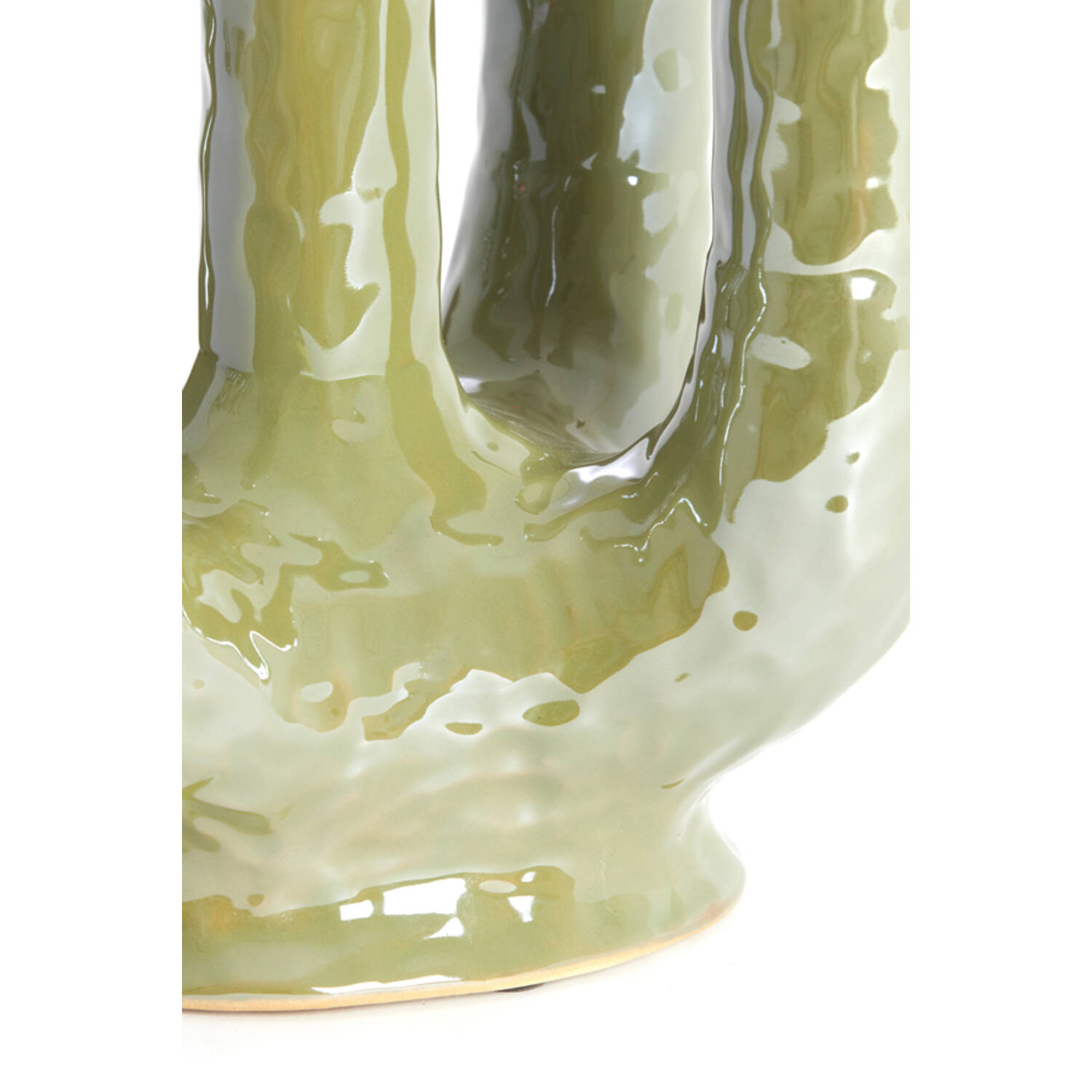 Vaas deco 24x18x36 cm LEONJO keramiek olie licht groen