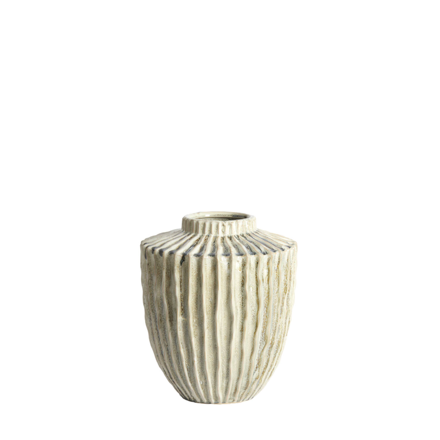 Vaas deco Ø25x28 cm TALEA keramiek olijf groen-crème