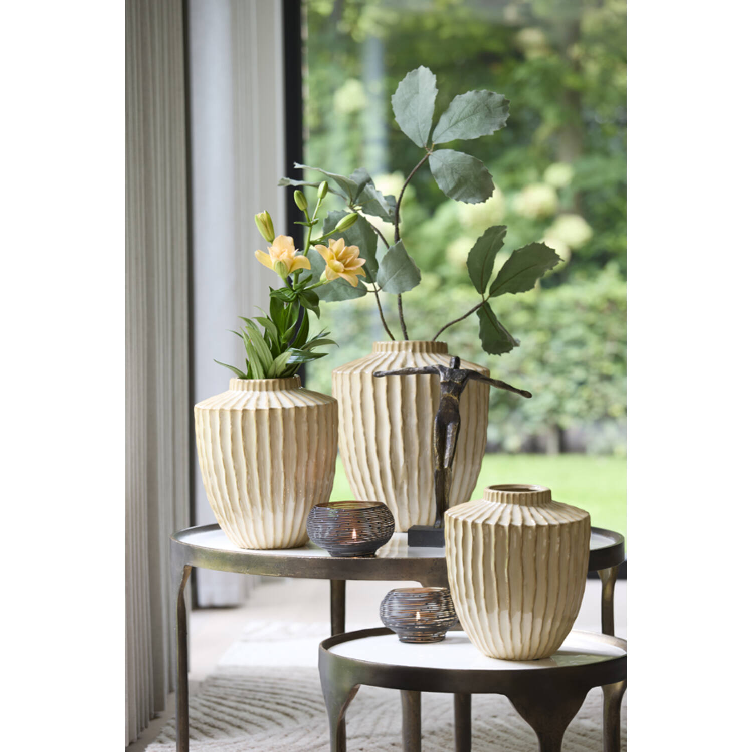 Vaas deco Ø32x40 cm TALEA keramiek parelmoer