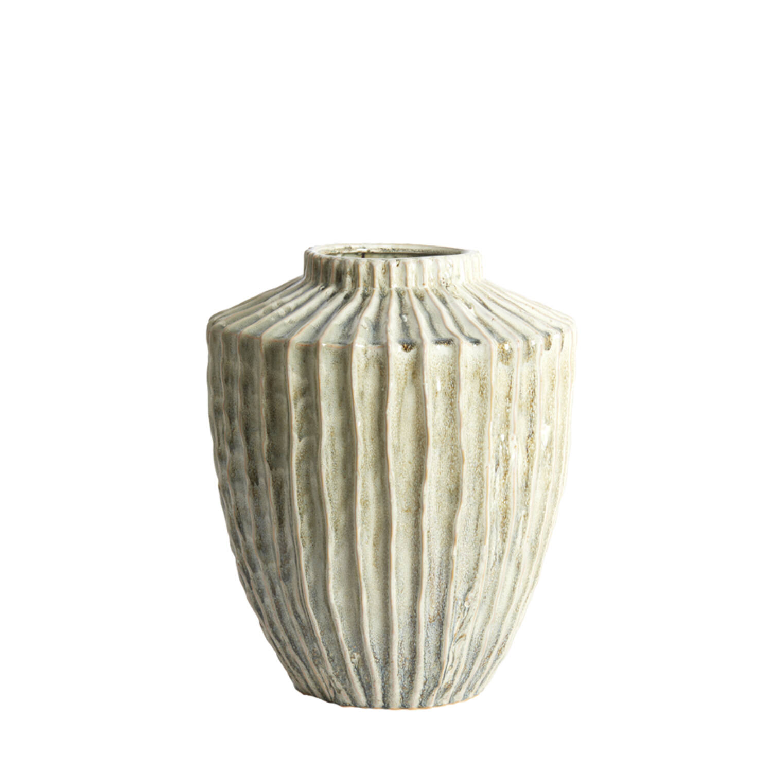 Vaas deco Ø32x40 cm TALEA keramiek olijf groen-crème
