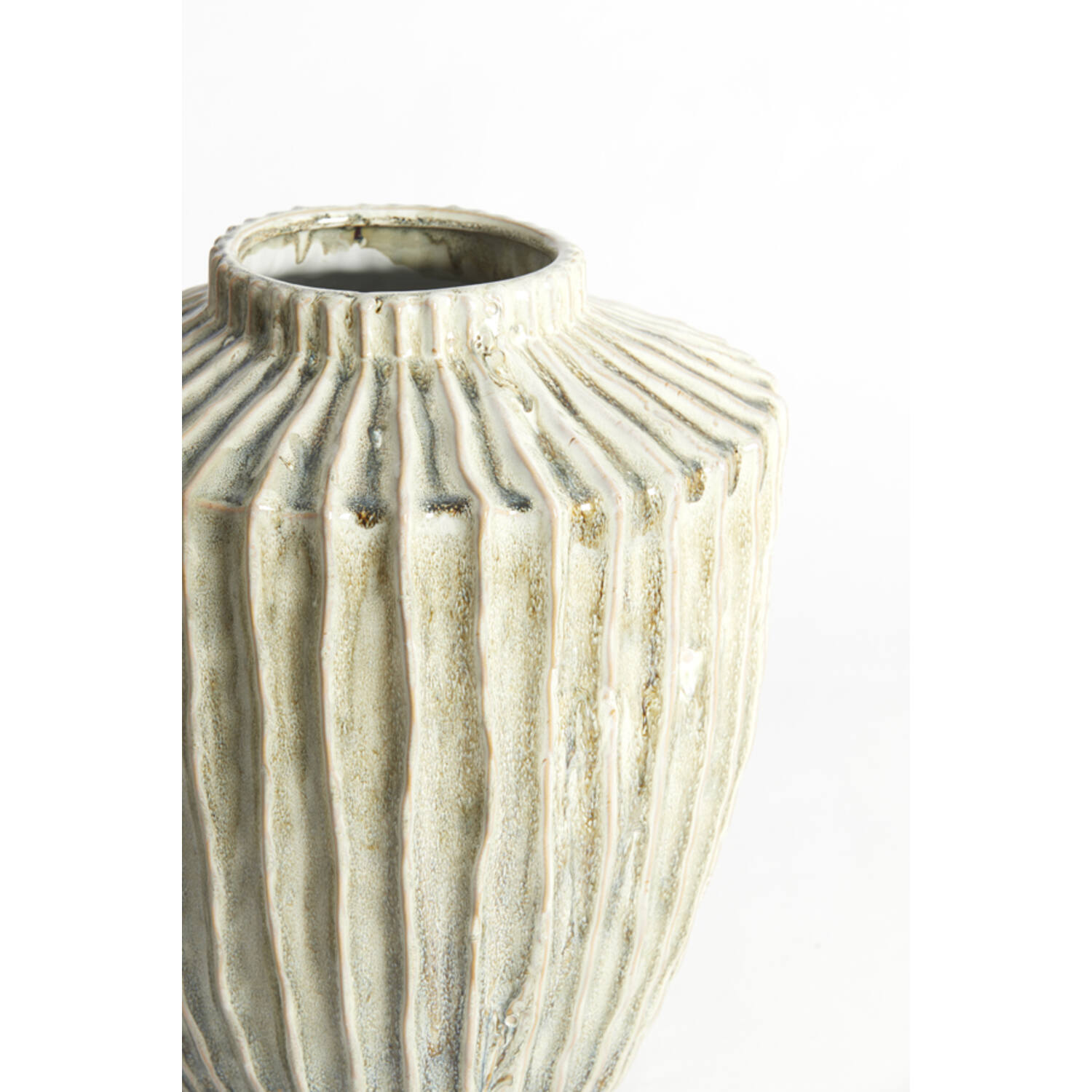 Vaas deco Ø32x40 cm TALEA keramiek olijf groen-crème