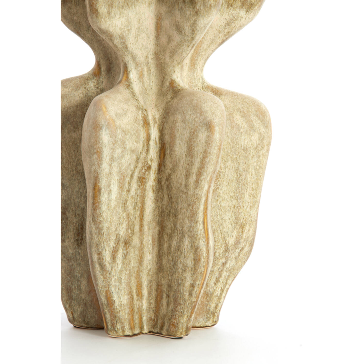 Vaas deco 19x17x37 cm NARA keramiek olijf groen