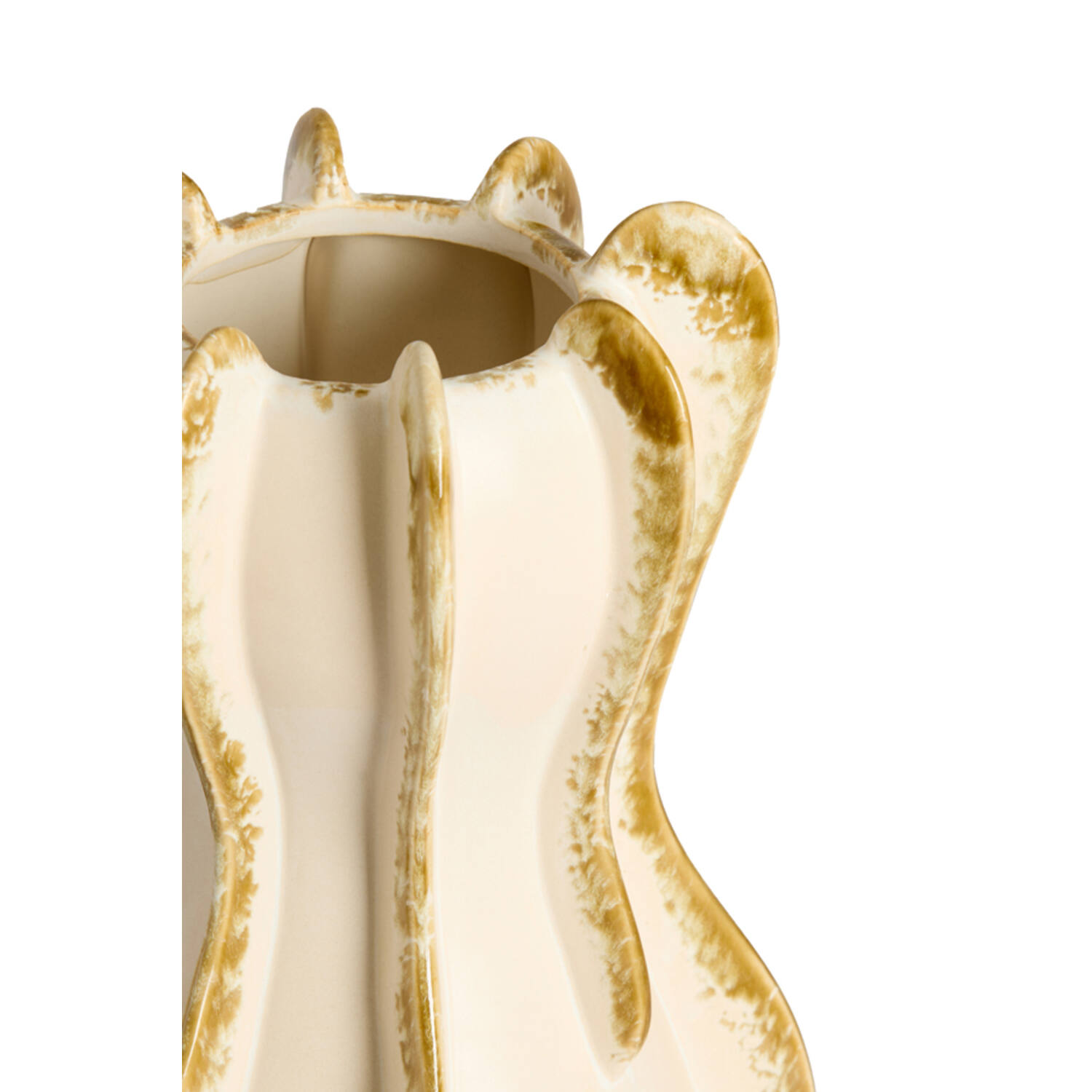 Vase deco Ø16x27 cm MAGOME ceramics cream+olive green