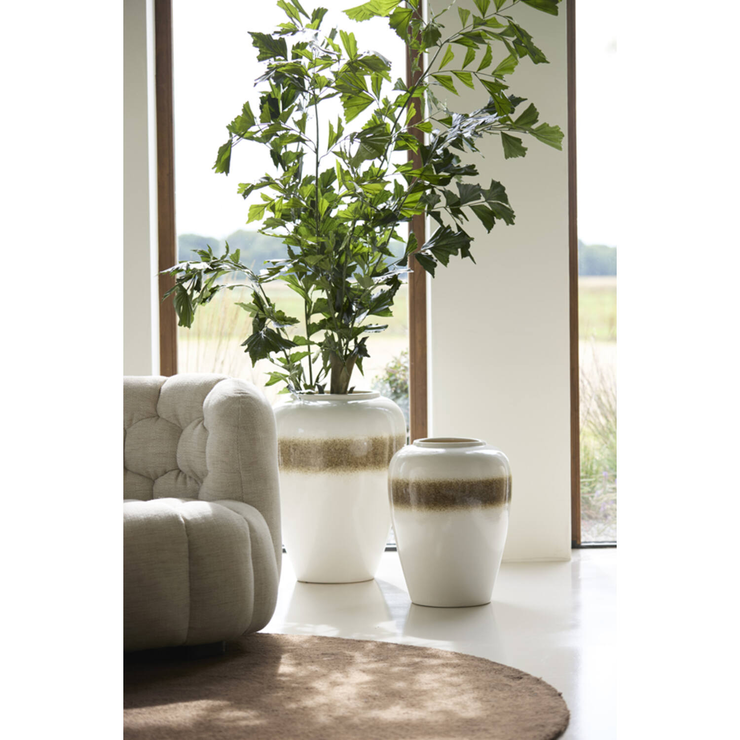 Vase deco Ø50x64 cm VALERIA ceramics cream+brown